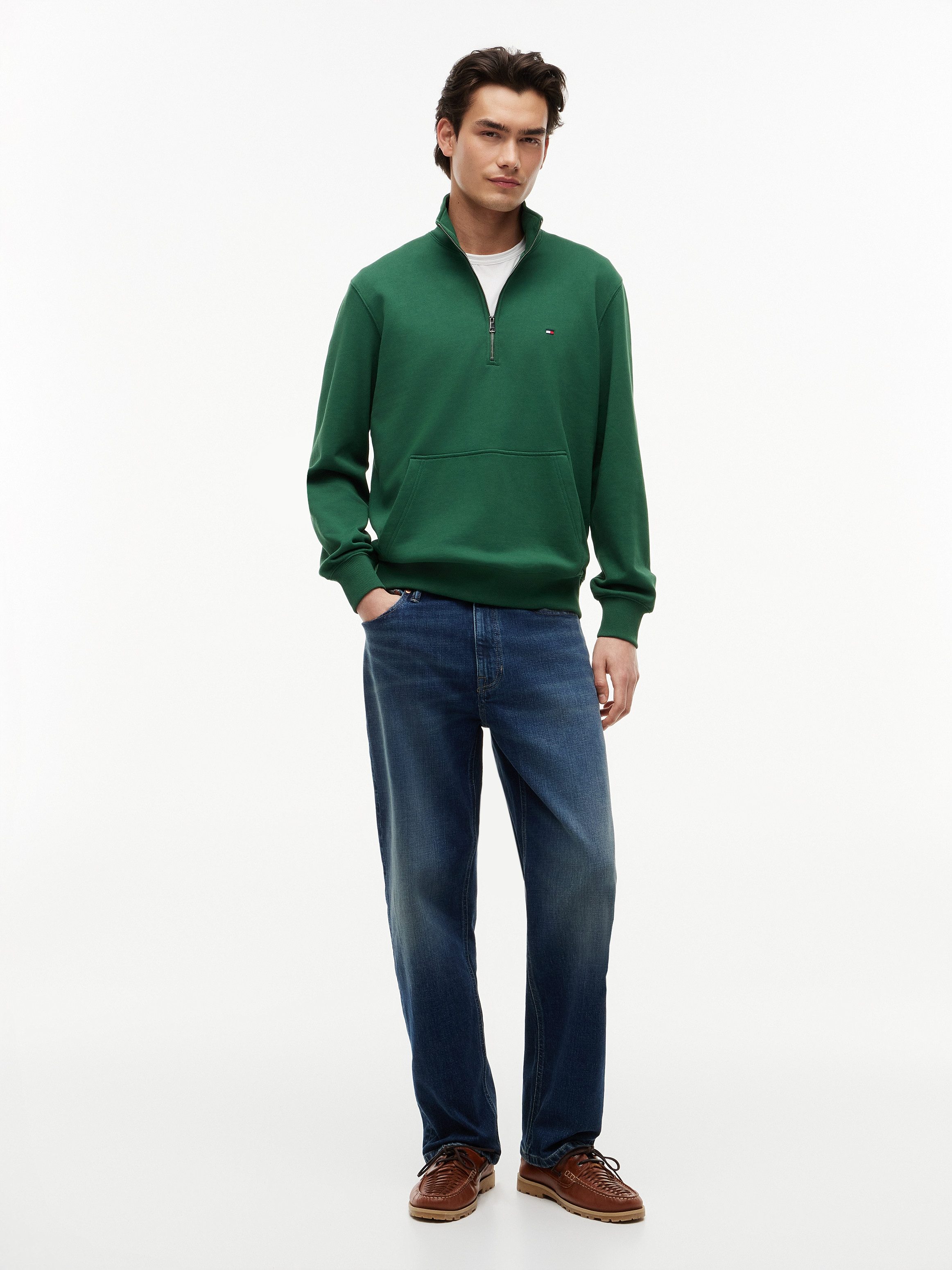 Tommy Hilfiger Sweatshirt ESSENTIAL TERRY NEW 1/4 ZIP Quarter-Zip aus Terry mit Flag – Bild 4 von 5