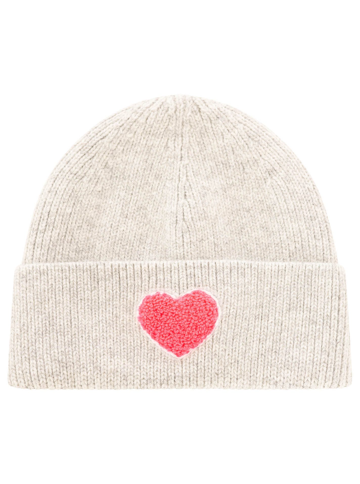 Zwillingsherz Beanie "Heart Patch"-KIDS Pinkes Herz-Patch, breiter Umschlag, gerippt, mit Wollanteil