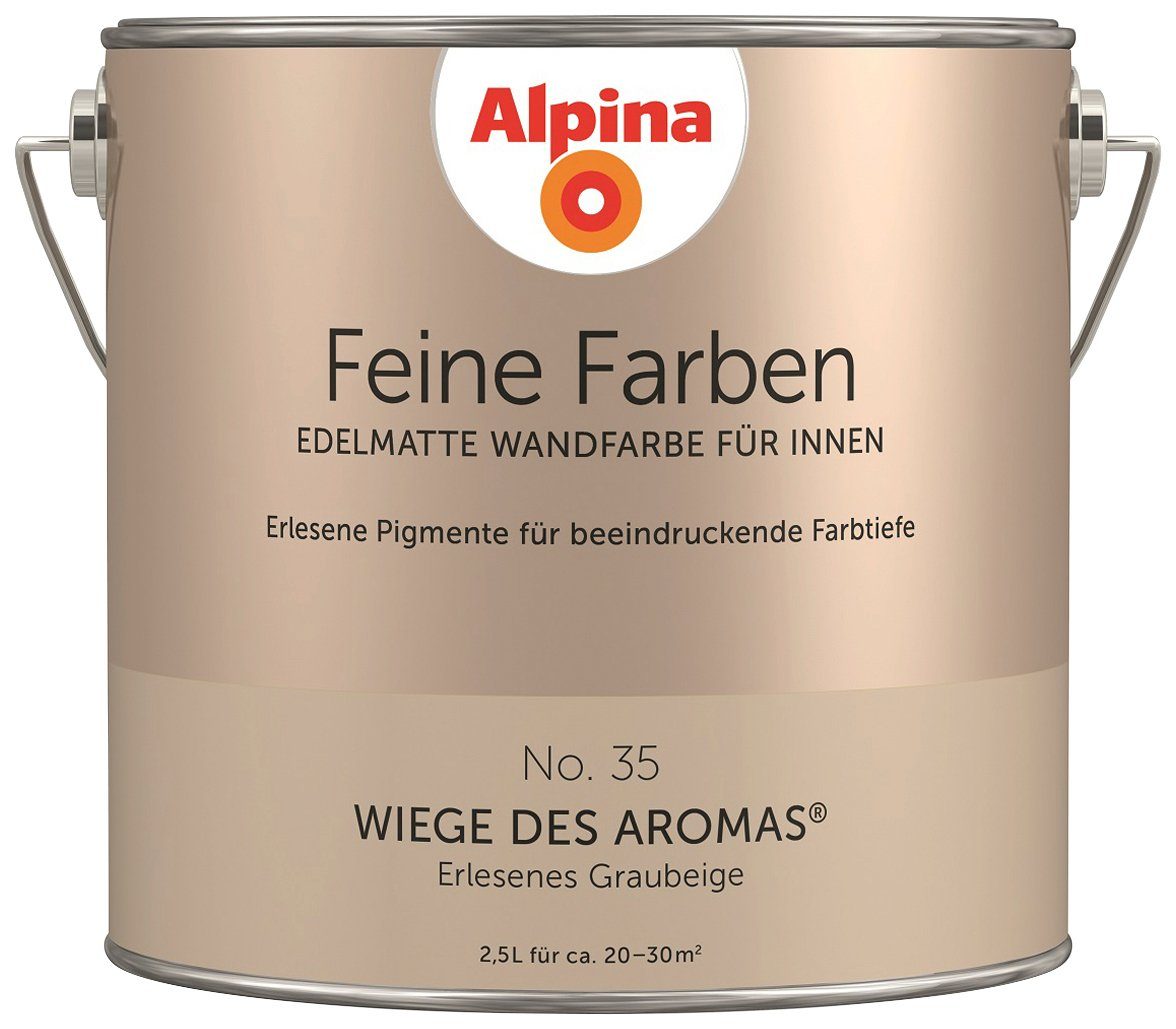 Alpina Wand- und Deckenfarbe »Feine Farben No. 35 Wiege des Aromas«,  Erlesenes Graubeige, edelmatt, 2,5 Liter online kaufen | OTTO