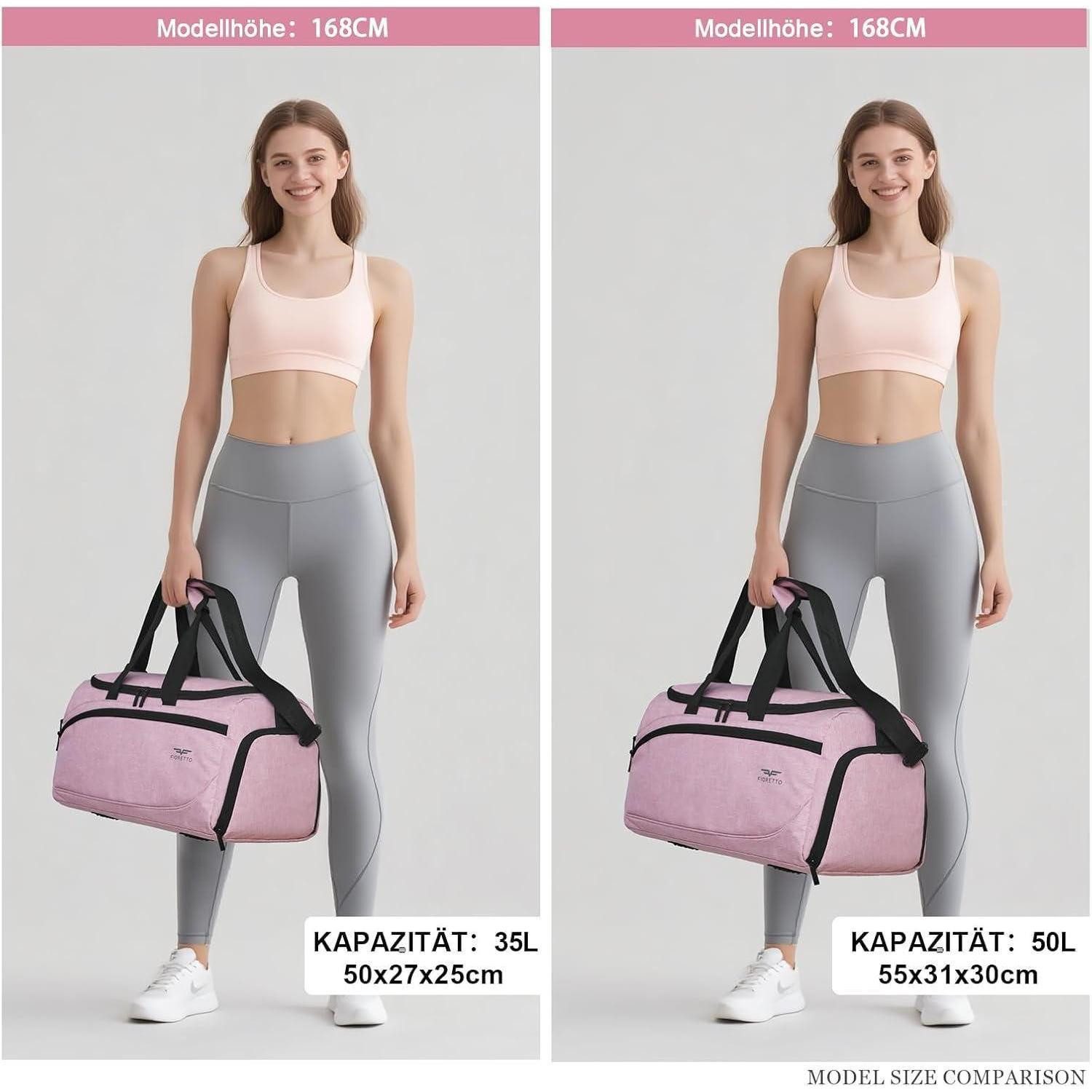 LuxusKollektion Sporttasche Sporttasche 35L Reisetasche Schuhfach Nassfach wasserdicht 35l-rosa