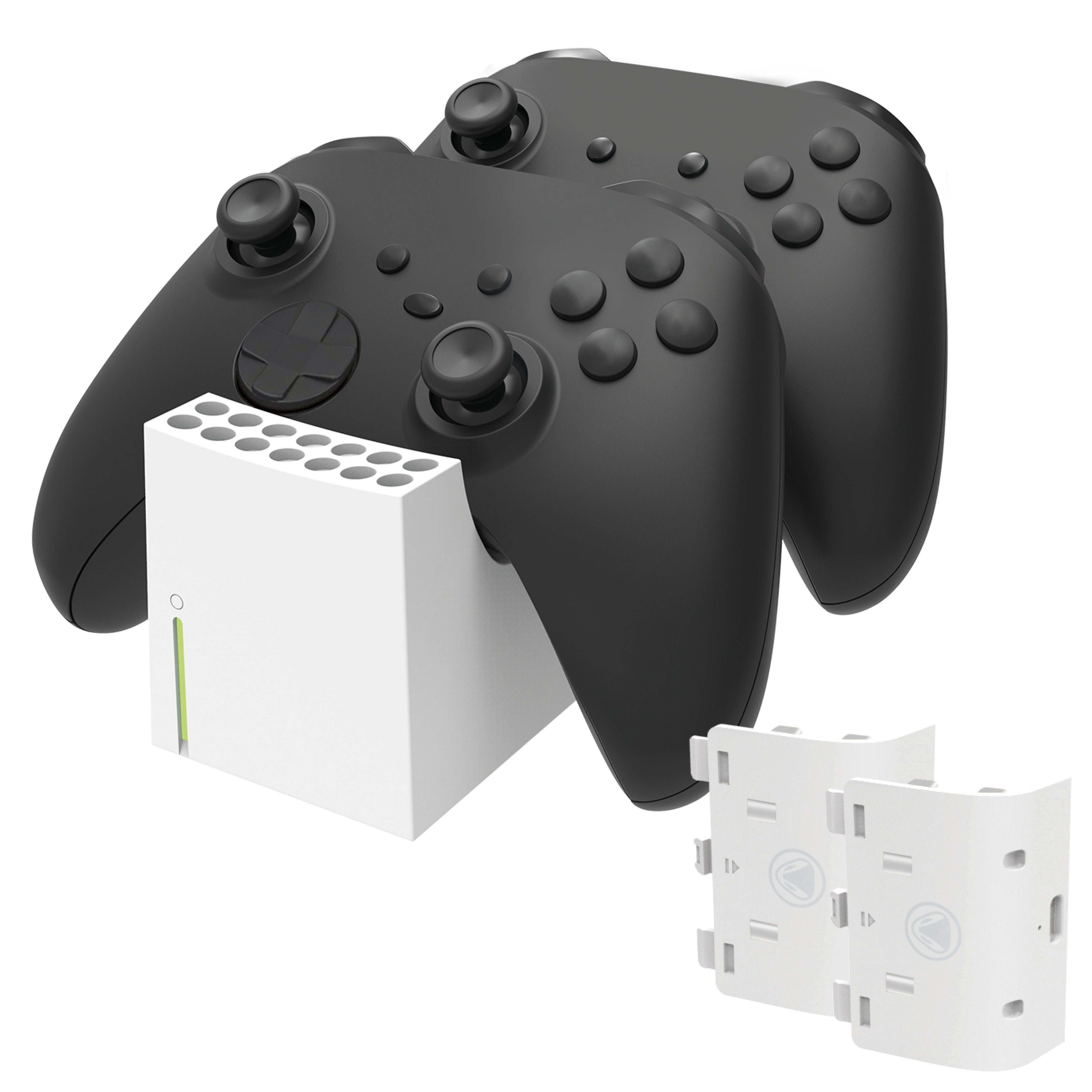 Snakebyte Xbox Twin Charge SX weiß Xbox-Controller (Ladestation für 2 Series  X Controller, 2 Akkus 800mAh, LED-Anzeige)