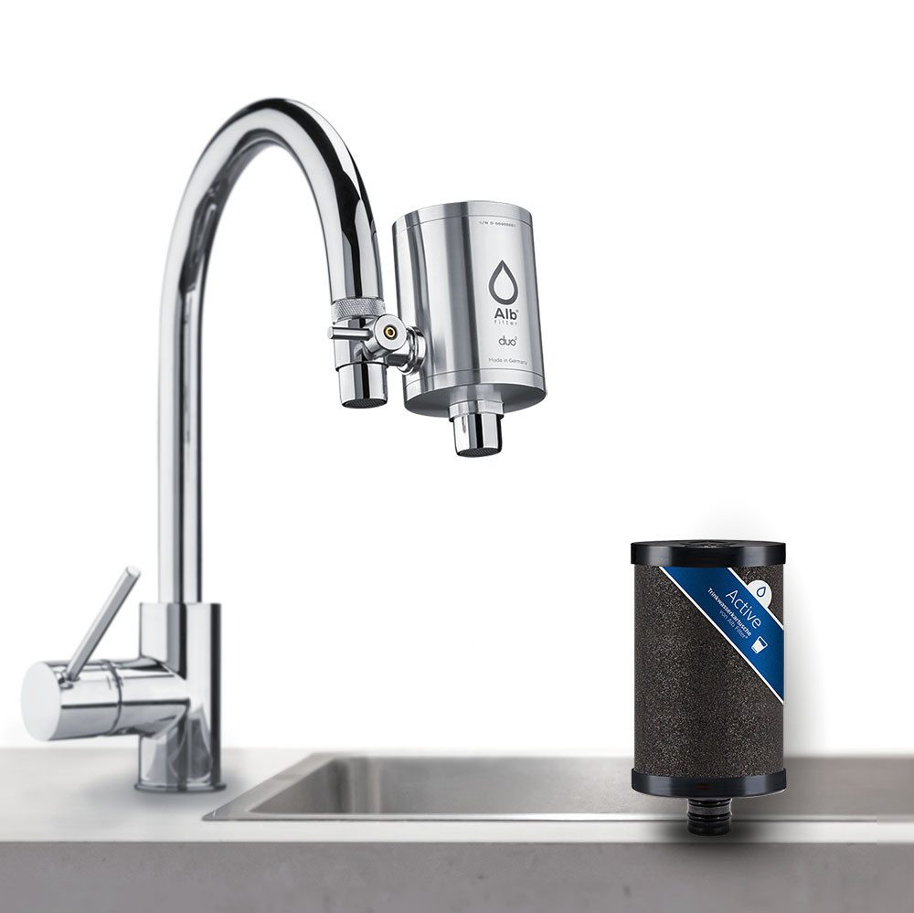 Alb Filter Wasserhahnfilter Duo Active Trinkwasserfilter, reduziert Schadstoffe, mit Aktivkohle, Made in Germany, Edelstahl