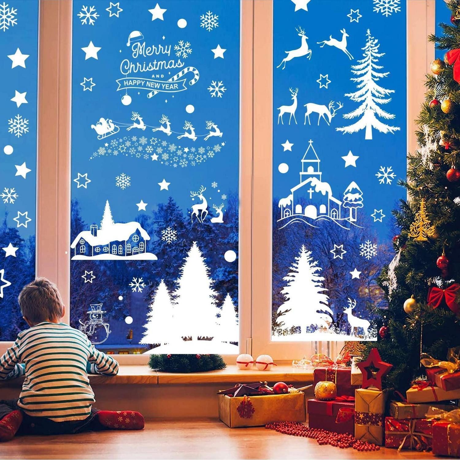 LuxusKollektion Fensterbild Fensterbilder Weihnachten Schneeflocken 166Stück