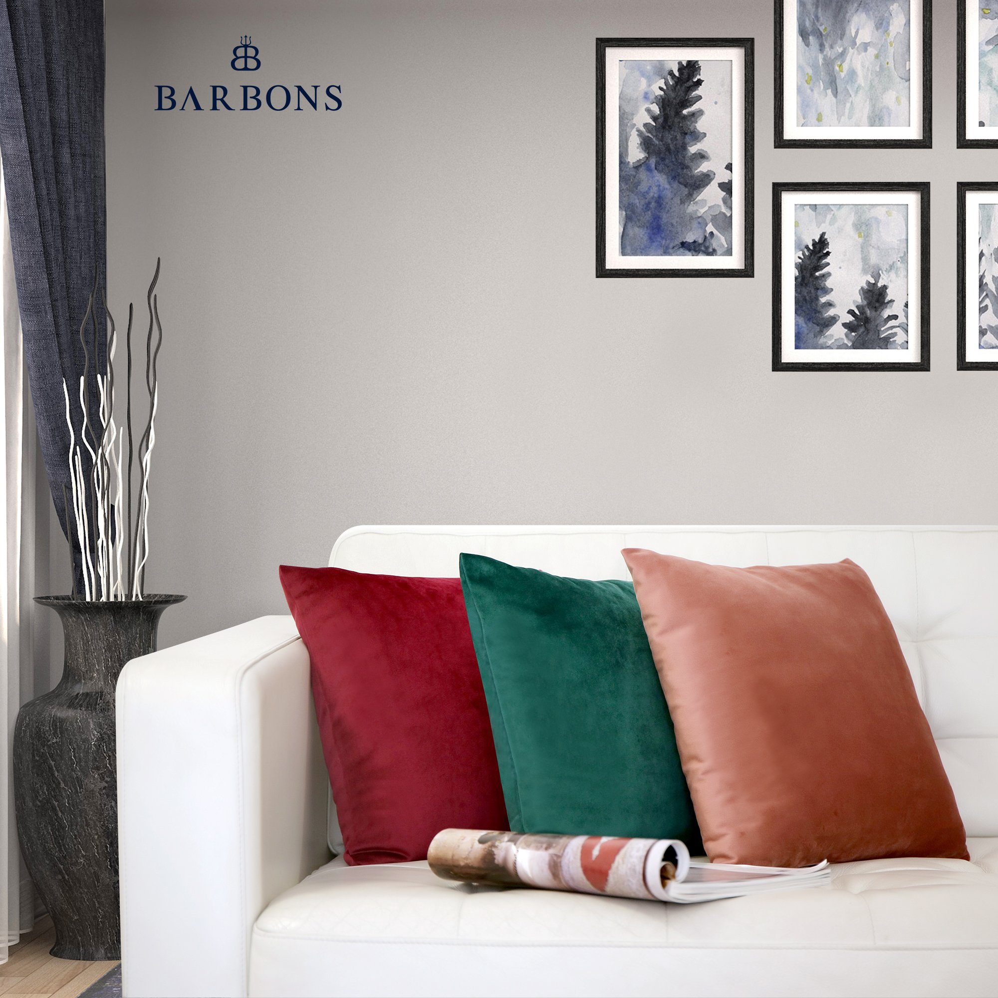 BARBONS Kissenbezug Stilvolle Kissenbezüge aus samtigem Stoff, Kissenhülle, (2 Stück), Senf