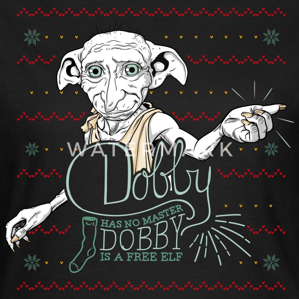 Spreadshirt T-Shirt Harry Potter X-Mas Dobby Weihnachtself Frauen T-Shirt (1-tlg) Slim Fit, fällt klein aus