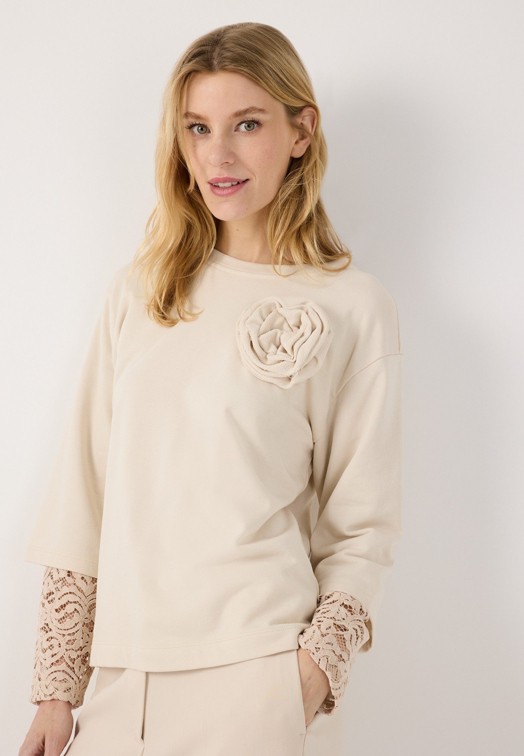 MORE&MORE Strickpullover Sweatshirt with Lace