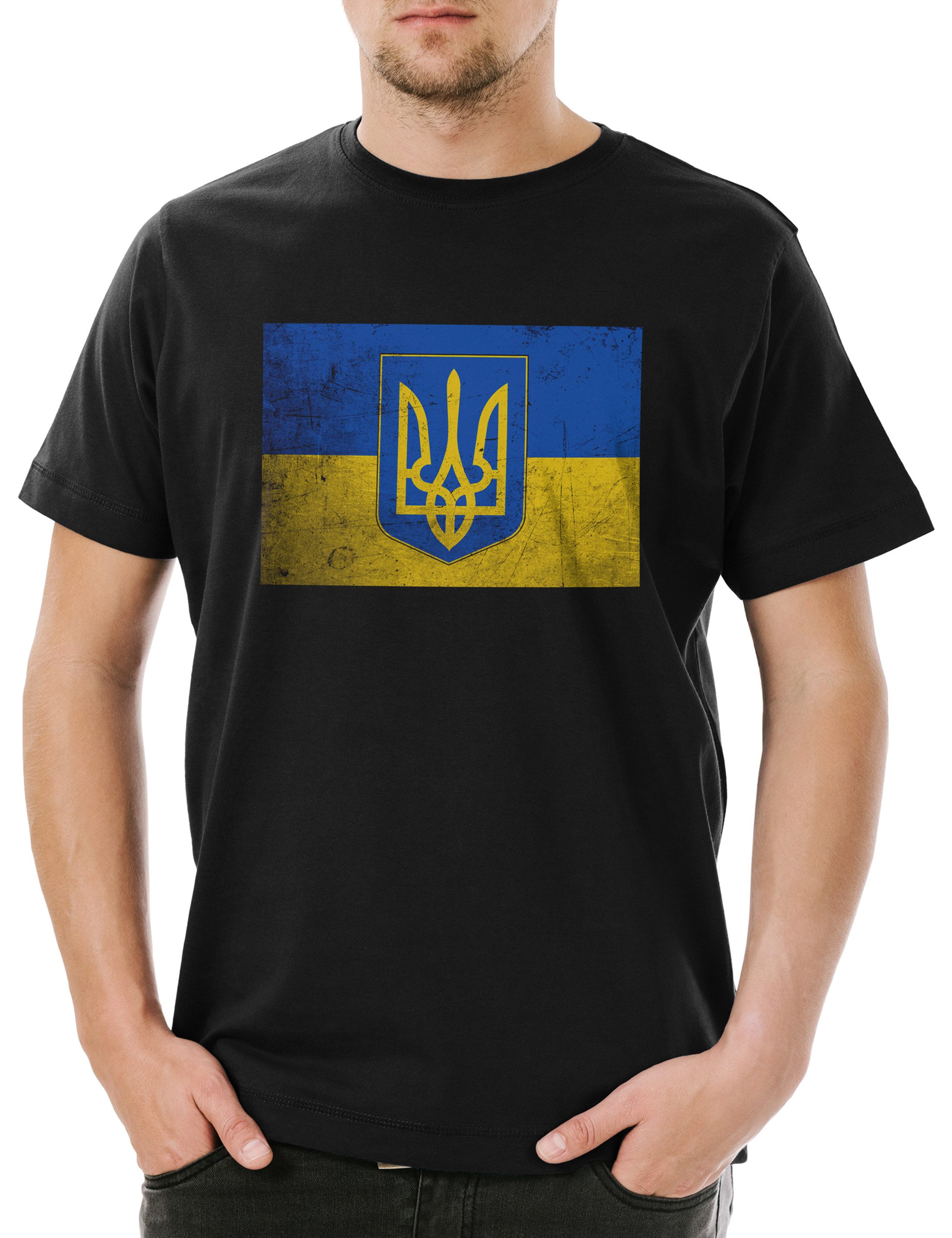Urban Backwoods Print-Shirt Classic Ukraine Flag Herren T-Shirt Against War Widerstand Fahne Faust (1-tlg) Gegen Krieg Frieden Peace