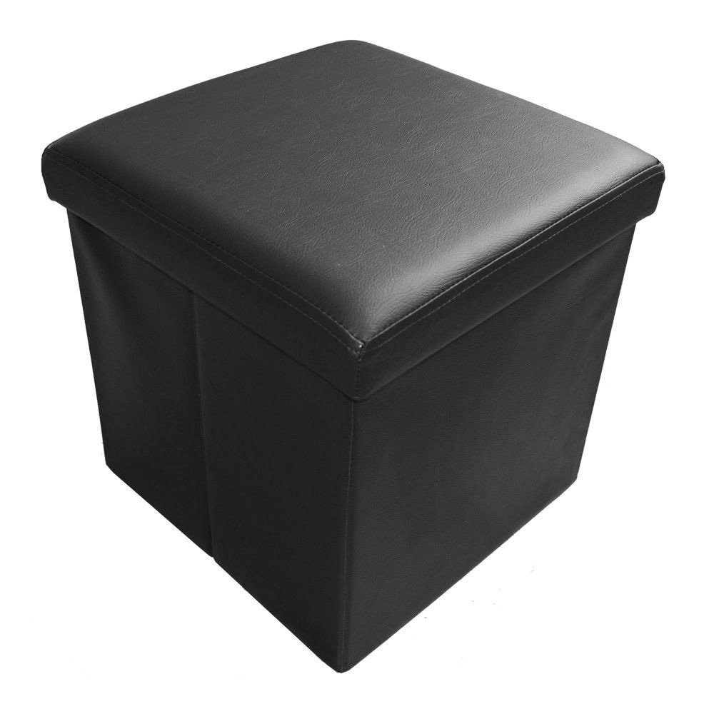 style home Sitzhocker faltbare Sitzbank mit Stauraum (Aufbewahrungsbox mit Deckel, gepolstert Sitzwürfel Fußhocker, Sitztruhe aus Kunstleder), für Wohnzimmer Schlafzimmer, 38 * 38 * 38 cm Schwarz