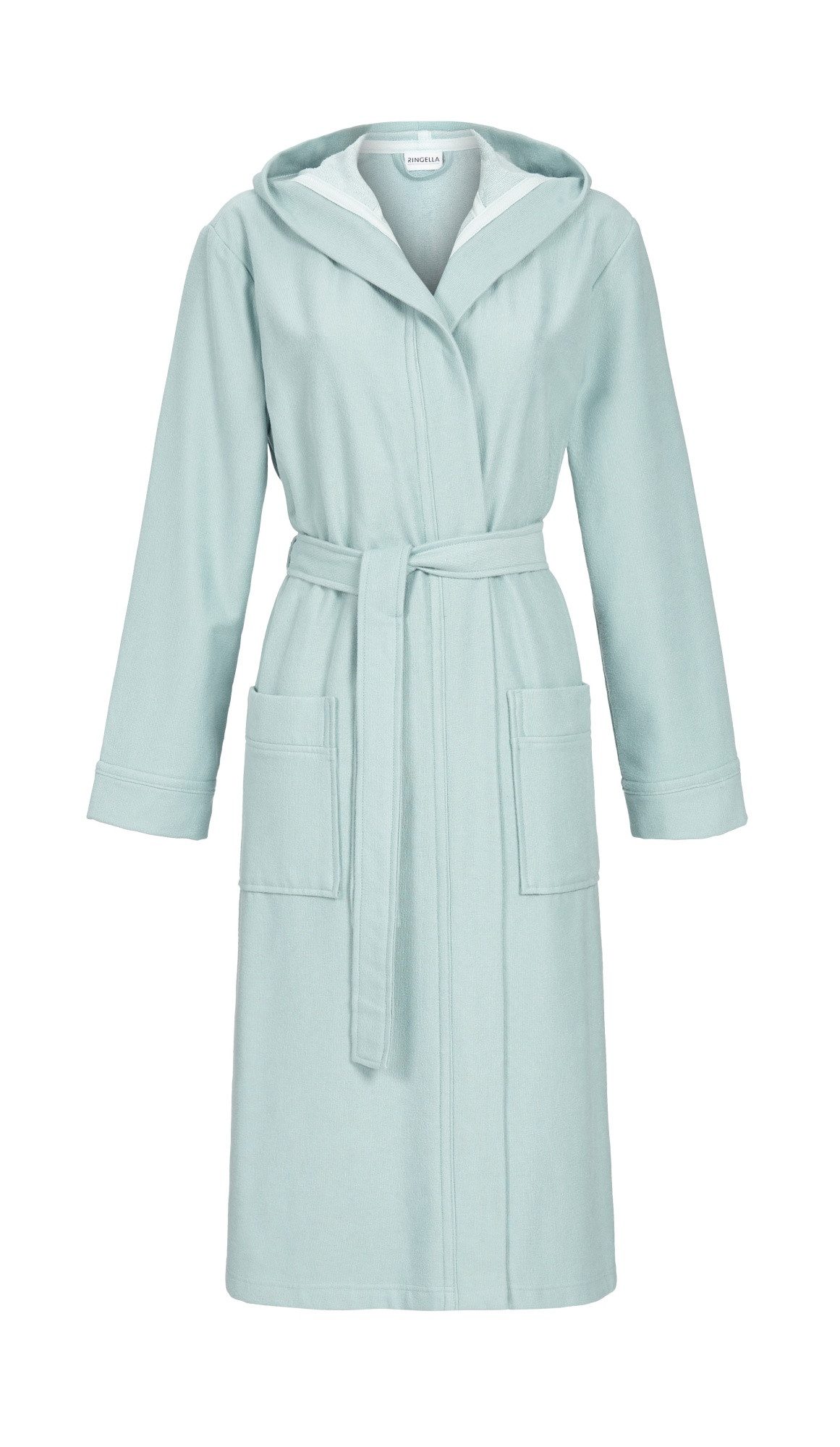 Ringella Unisex-Bademantel aus Frottee mit Kapuze und Bindegürtel, aufgesetzte Taschen, 45% Viskose 35% Polyester 20% Baumwolle (Frottee), Kapuze, Gürtel, Länge ca. 120 cm