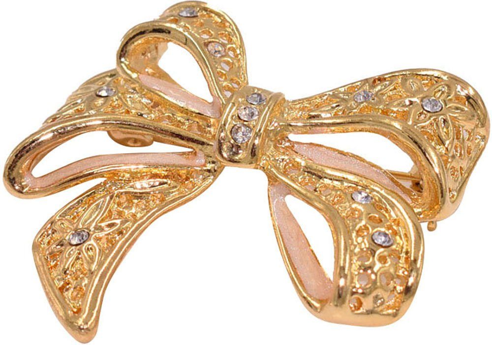 Firetti Brosche Schmuck Geschenk Ansteckschmuck Schleife, mit Zirkonia (synth)