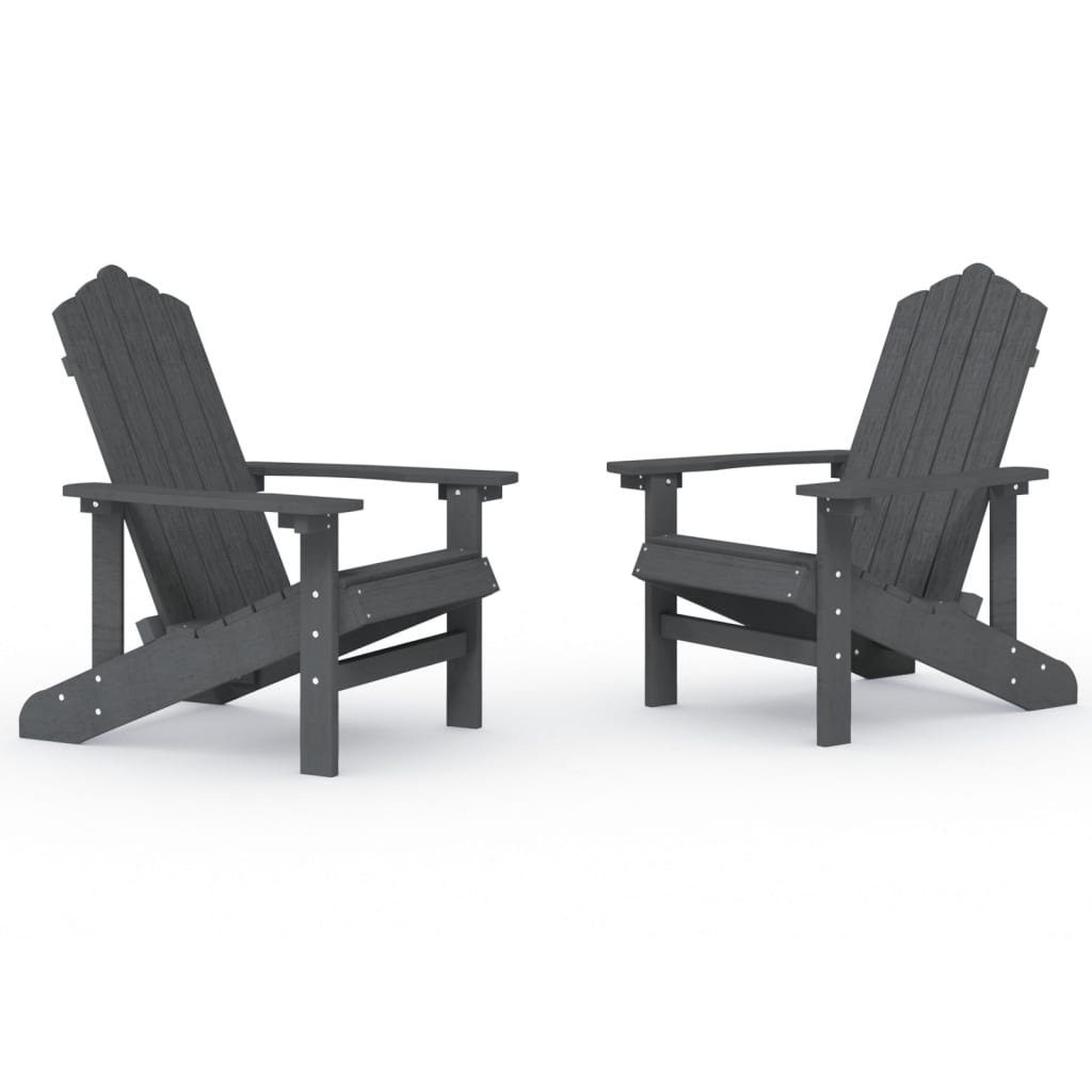 vidaXL Gartenstuhl Adirondack-Gartenstühle 2 Stk. HDPE Anthrazit (1 St)