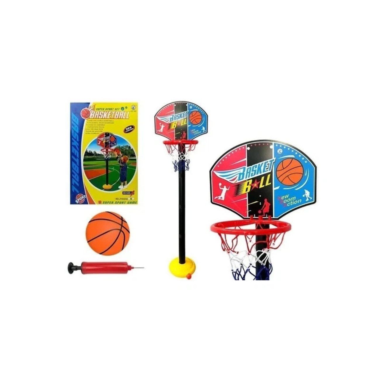 COFI 1453 Basketballkorb HOOPSTER (Spielset, Komplettset), Höhenverstellbar, Für drinnen und draußen, Mit Ball und Pumpe