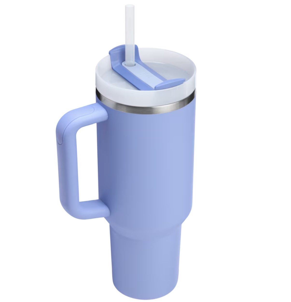 Stanley Quencher Tumbler in einem Becherhalter eines Fahrzeugs positioniert