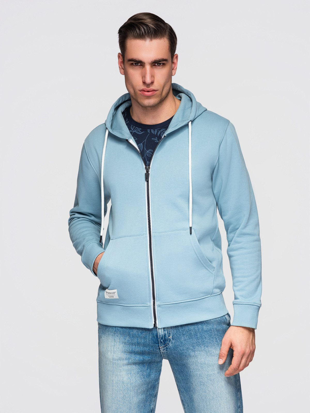 Kapuzenpullover Herren Kapuzenpullover Reißverschluss Basic Denim blue XXL