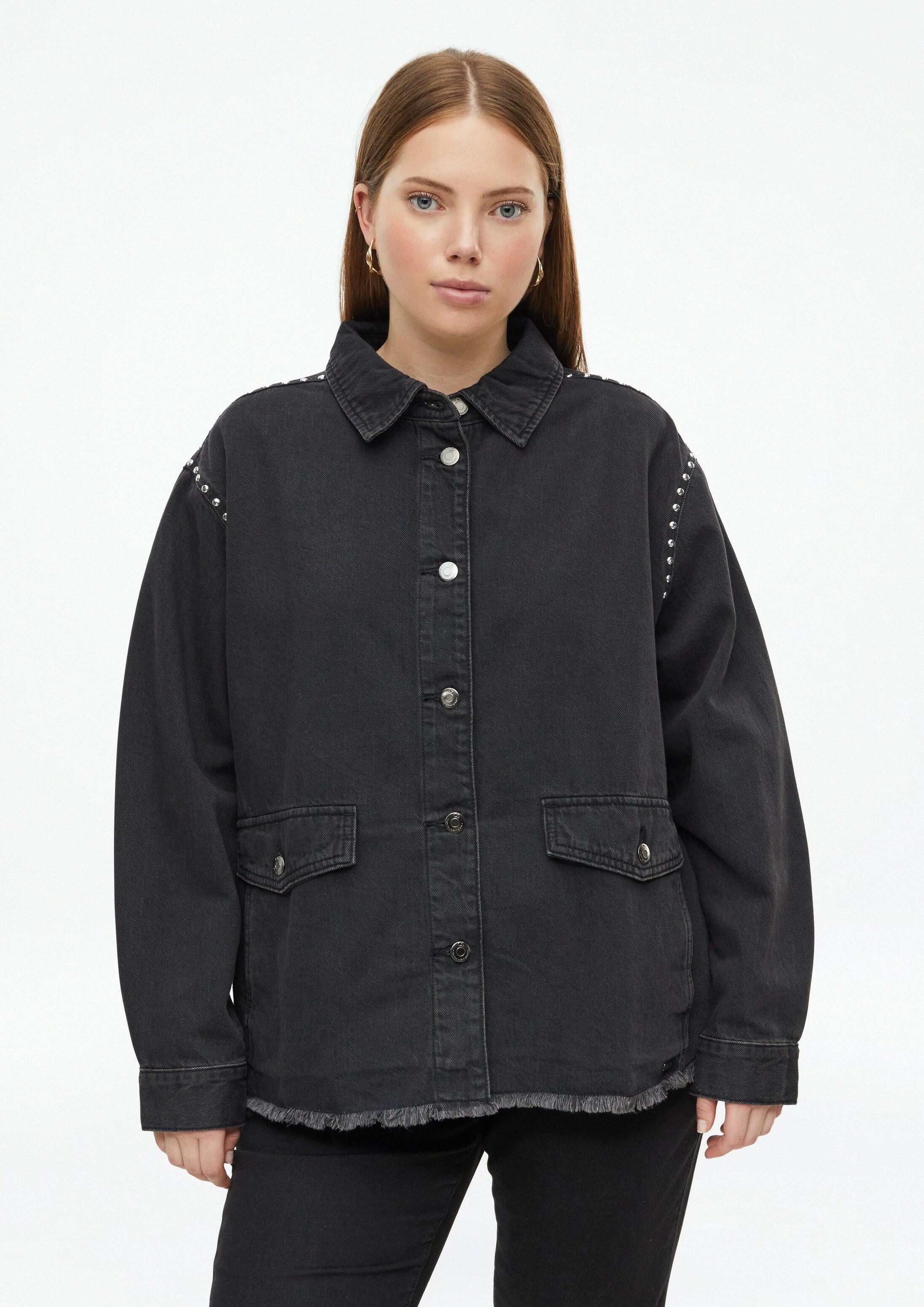 QS Hemdjacke Bluse Denim Overshirt mit Nieten