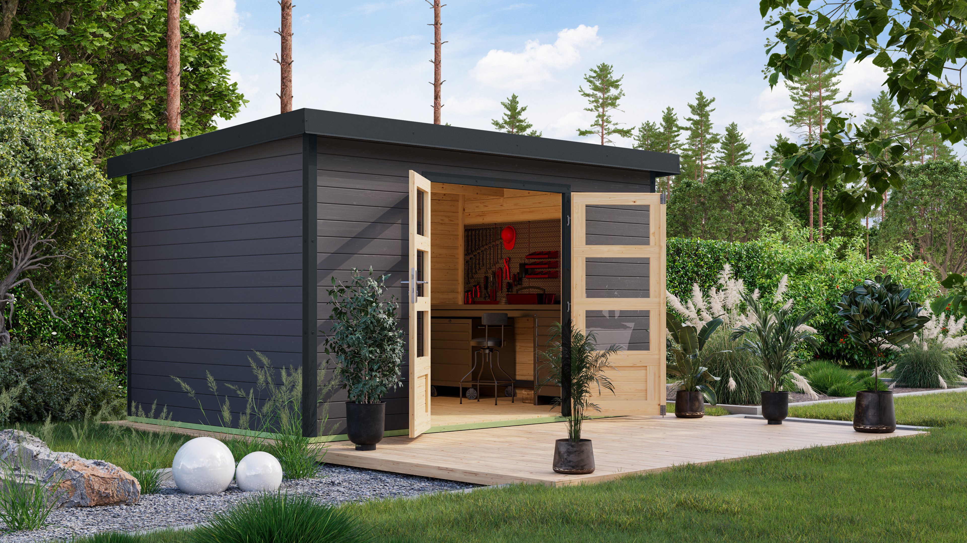 Karibu Gartenhaus Pluto 7 B, BxT: 360,5x240,5 cm, aus hochwertigen Materialien