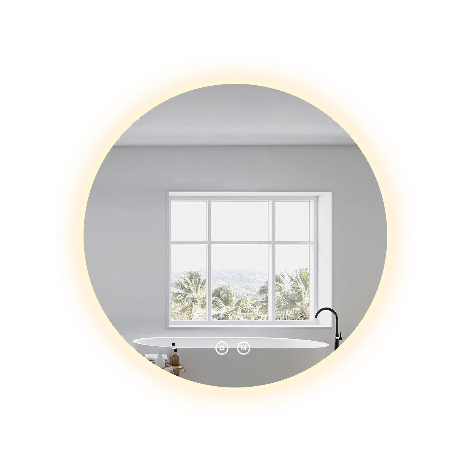 EMKE Badspiegel Badspiegel Rund mit Beleuchtung LED Badezimmerspiegel Wandspiegel, 3 Farben des Lichts, Dimmbar, Intelligenter Touchschalter