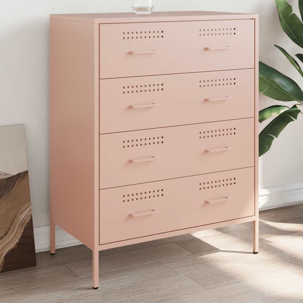 furnicato Sideboard Robustes 68x39x89 cm in Rosa mit Stahlgestell (1 St), Kommode im Industrie-Stil mit 4 Schubladen für das Schlafzimmer