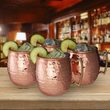 relaxdays Becher 8 x Moscow Mule Becher, Edelstahl