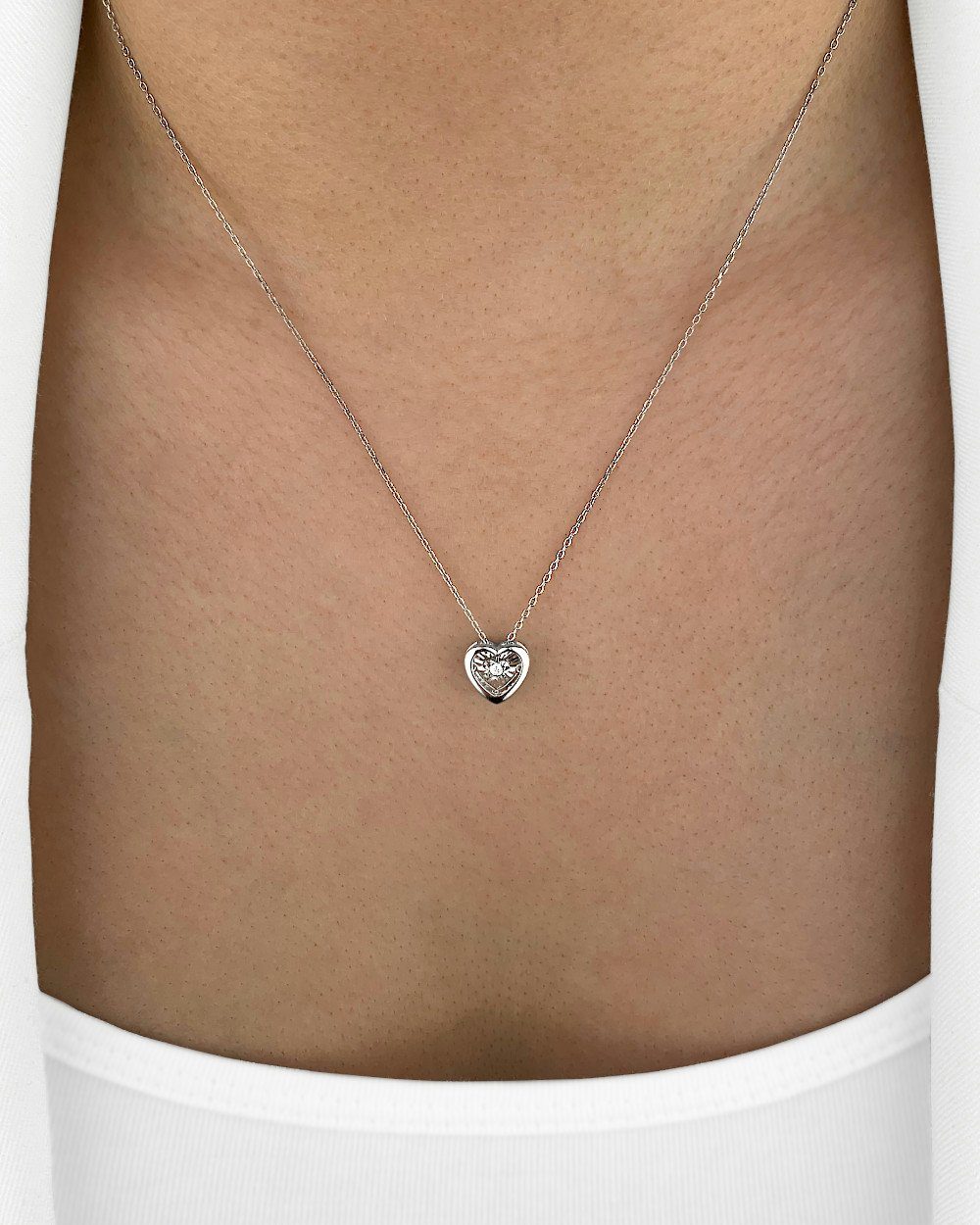 40cm Silber Moissanit, Kristall Herzform größenverstellbare Halskette Damen Herz-Anhänger Herzkette DANIEL 925 Silberkette, CLIFFORD - 45cm 'Corina'