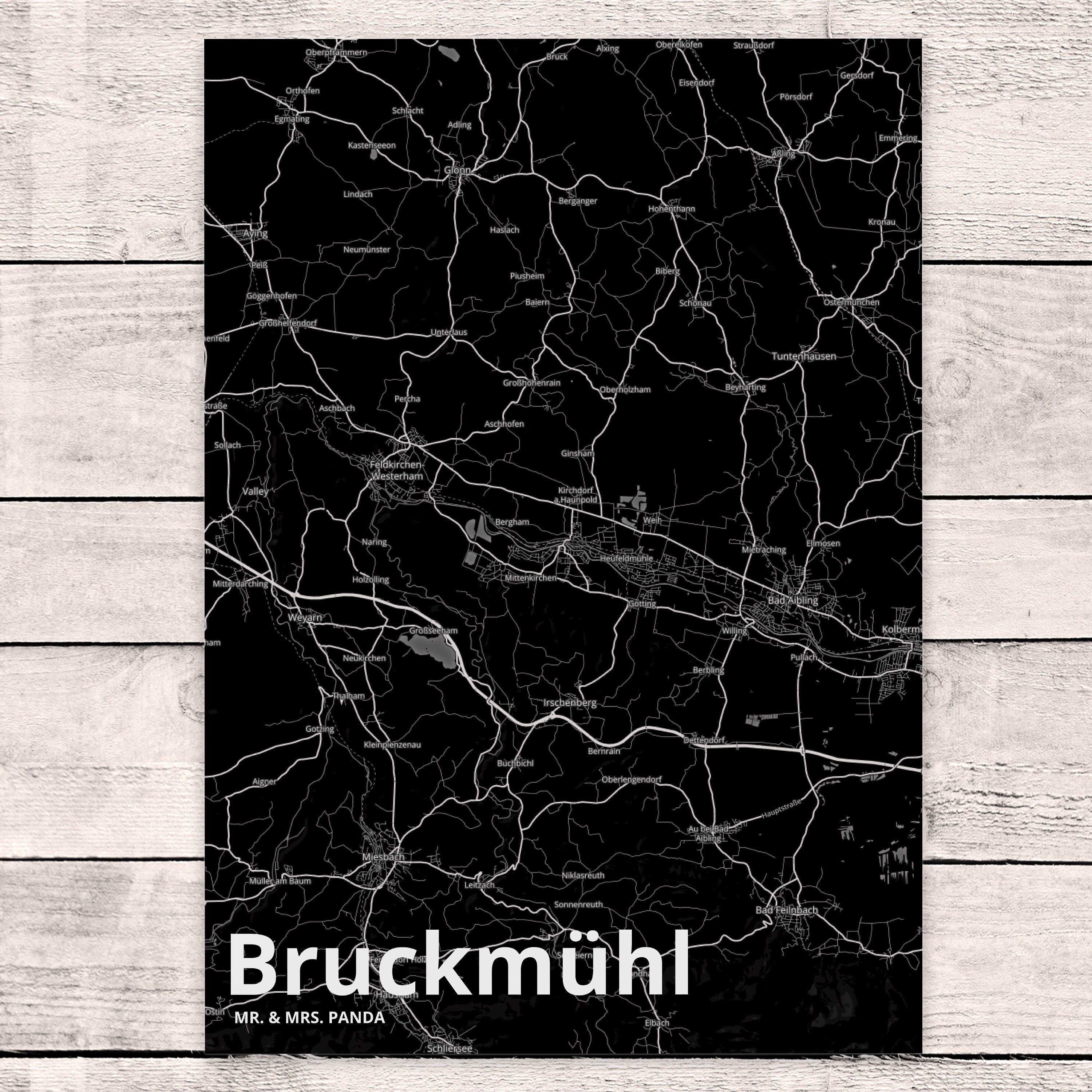 Bruckmühl D Mr. Stadt Ansichtskarte, Stadt, & Mrs. Panda Geburtstagskarte, - Postkarte Geschenk,
