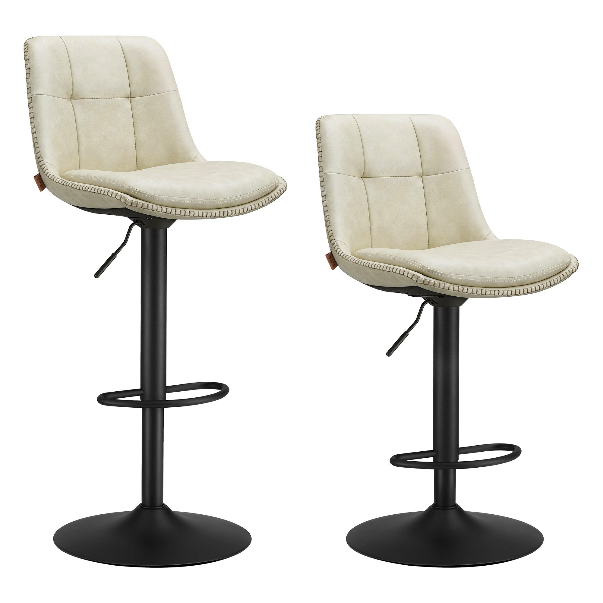 VASAGLE Barhocker Barstühle (Set, 2 St), 2 Barstühle, Barhocker höhenverstellbar, drehbar, PU
