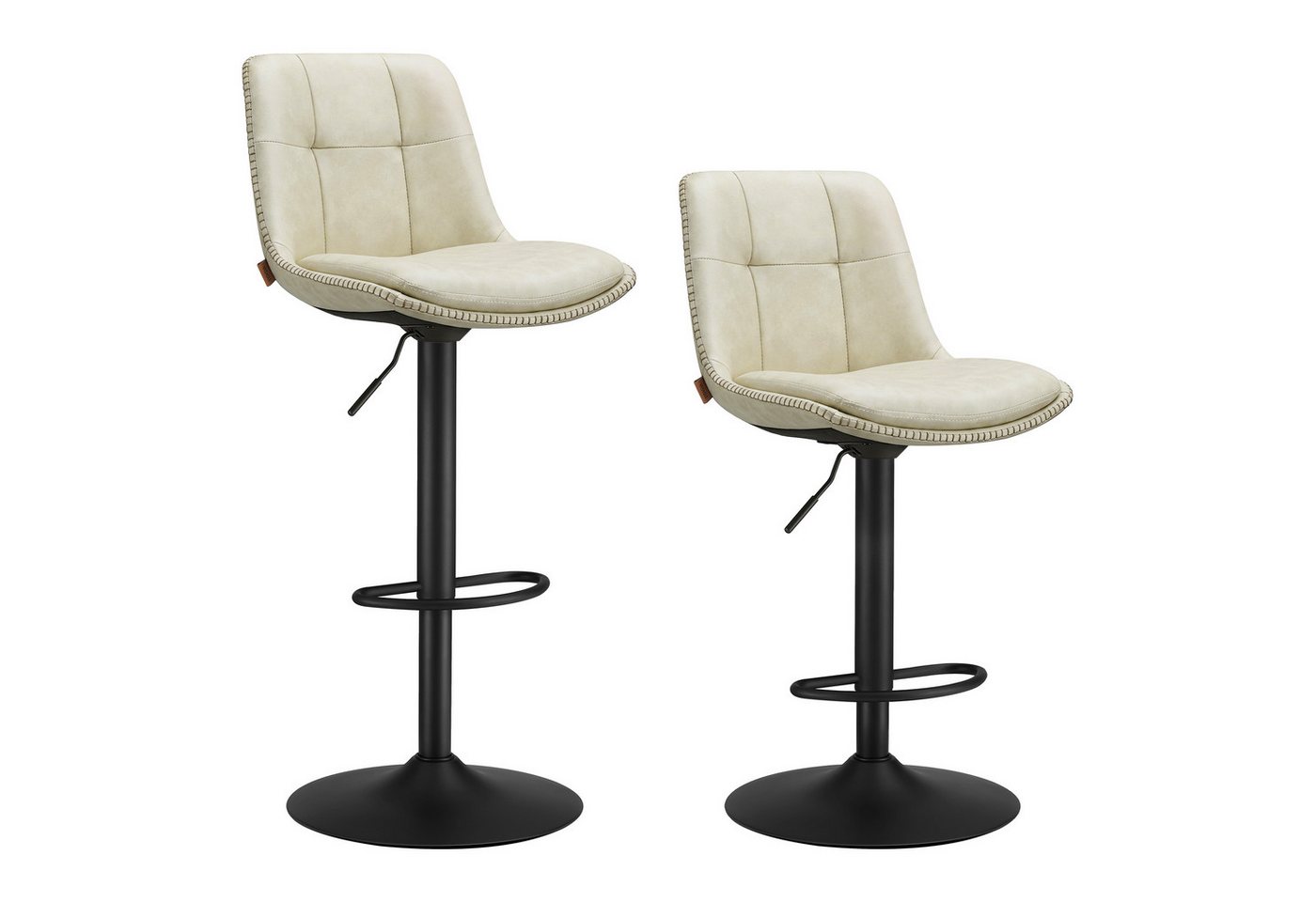 VASAGLE Barhocker Barstühle höhenverstellbar (Set, 2 St), Esszimmer, PU-Bezug, mit Rückenlehne und Fußstütze, Theke