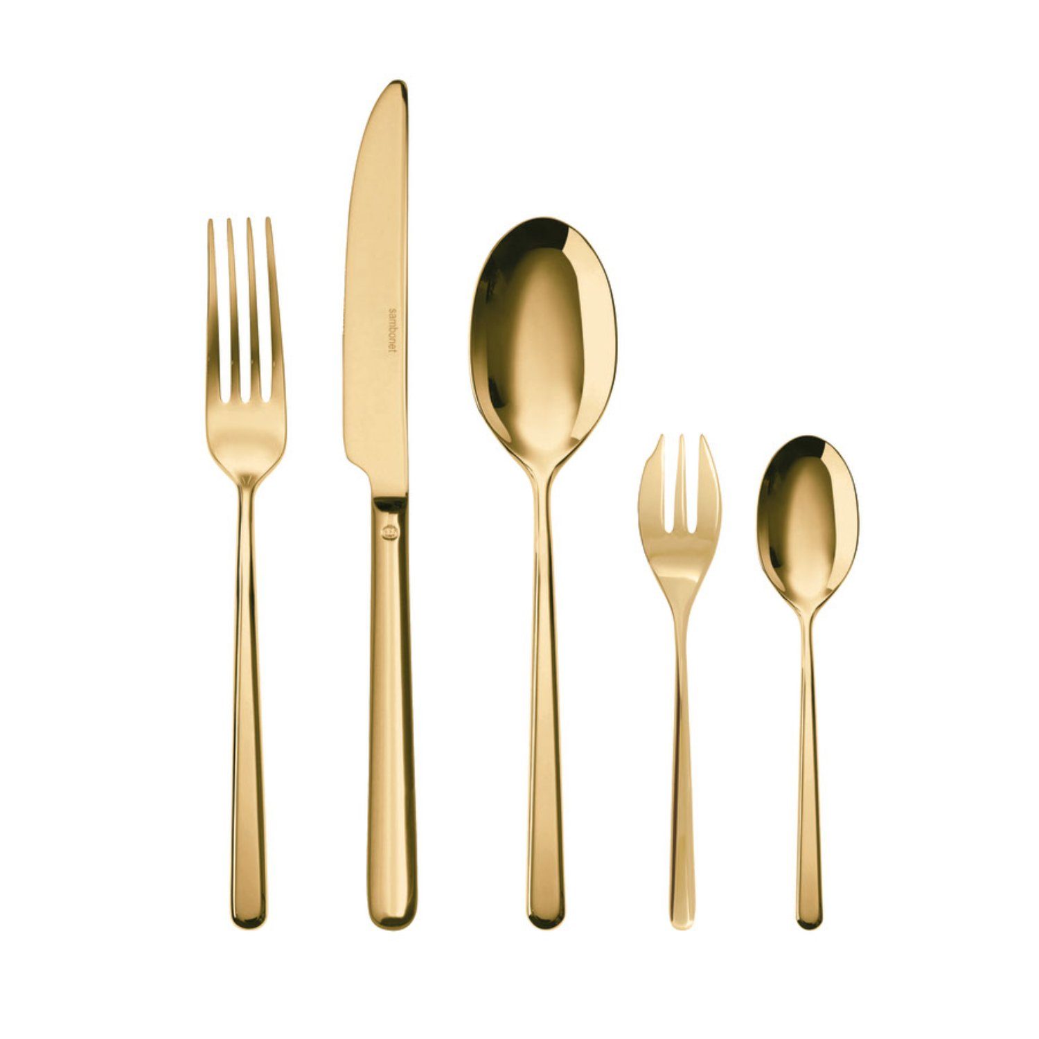 sambonet Besteck-Set Sambonet Linear Besteck 30tlg. Vh. Edelstahl/PVD Gold (30-tlg), 6 Personen, Edelstahl rostfrei