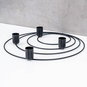 Levandeo® Tischkerzenhalter, Runder Kerzenhalter Ø 27cm Metall Schwarz Kerzenständer