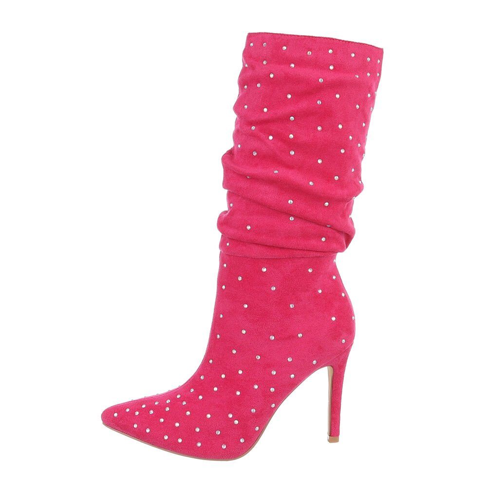 Ital-Design Damen Abendschuhe Elegant High-Heel-Stiefel Pfennig-/Stilettoabsatz High-Heel Сапоги in Pink