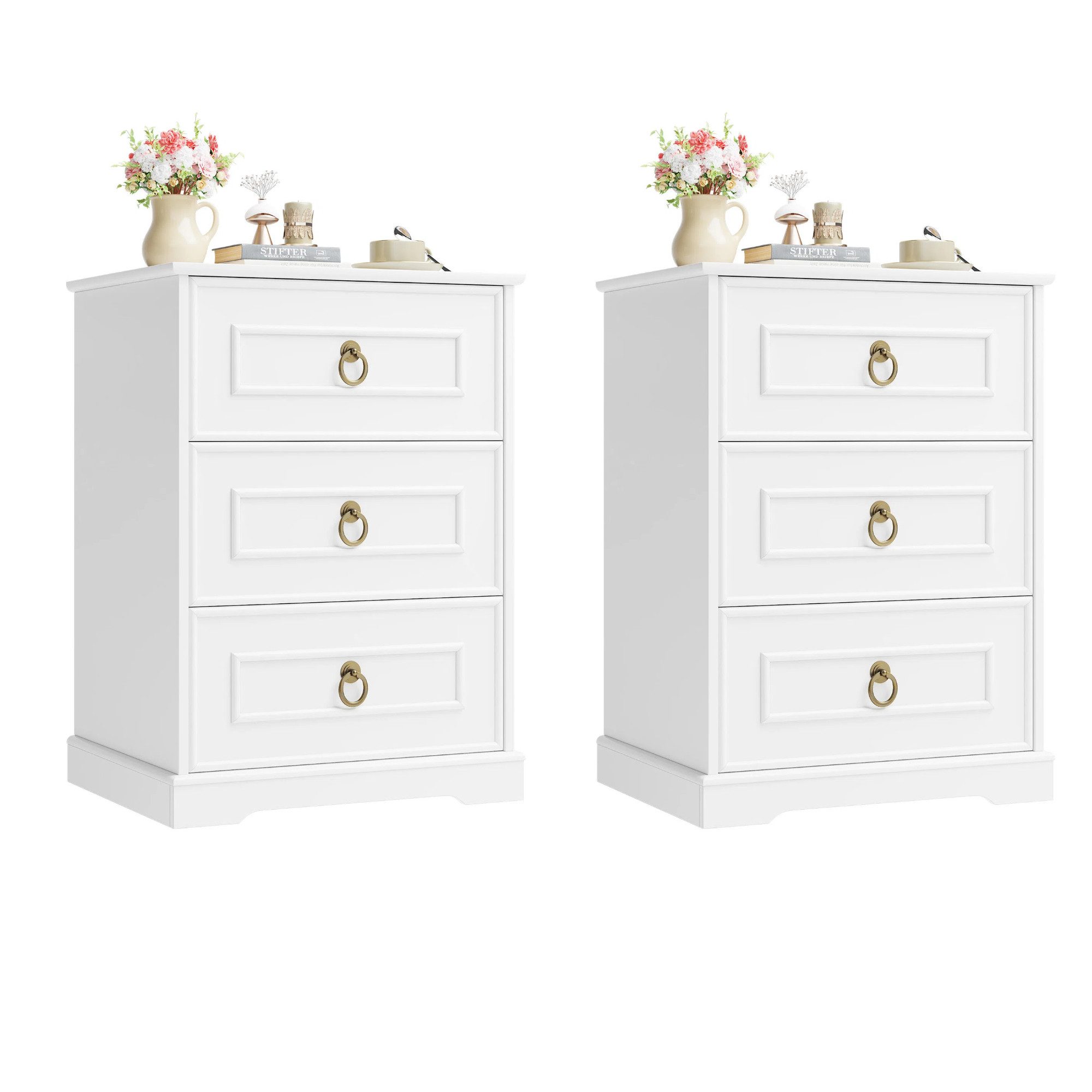 Homfa Nachttisch Nachtschrank Nachtkommode Nachtkonsole (2-St)