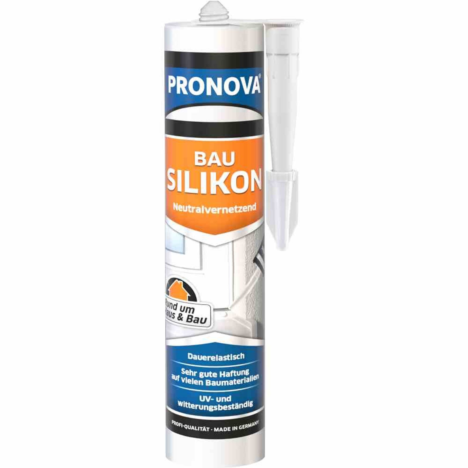 PRONOVA Dichtstoff Bau-Silikon grau 300 ml Dichtmasse für Innen und Außen elastisch