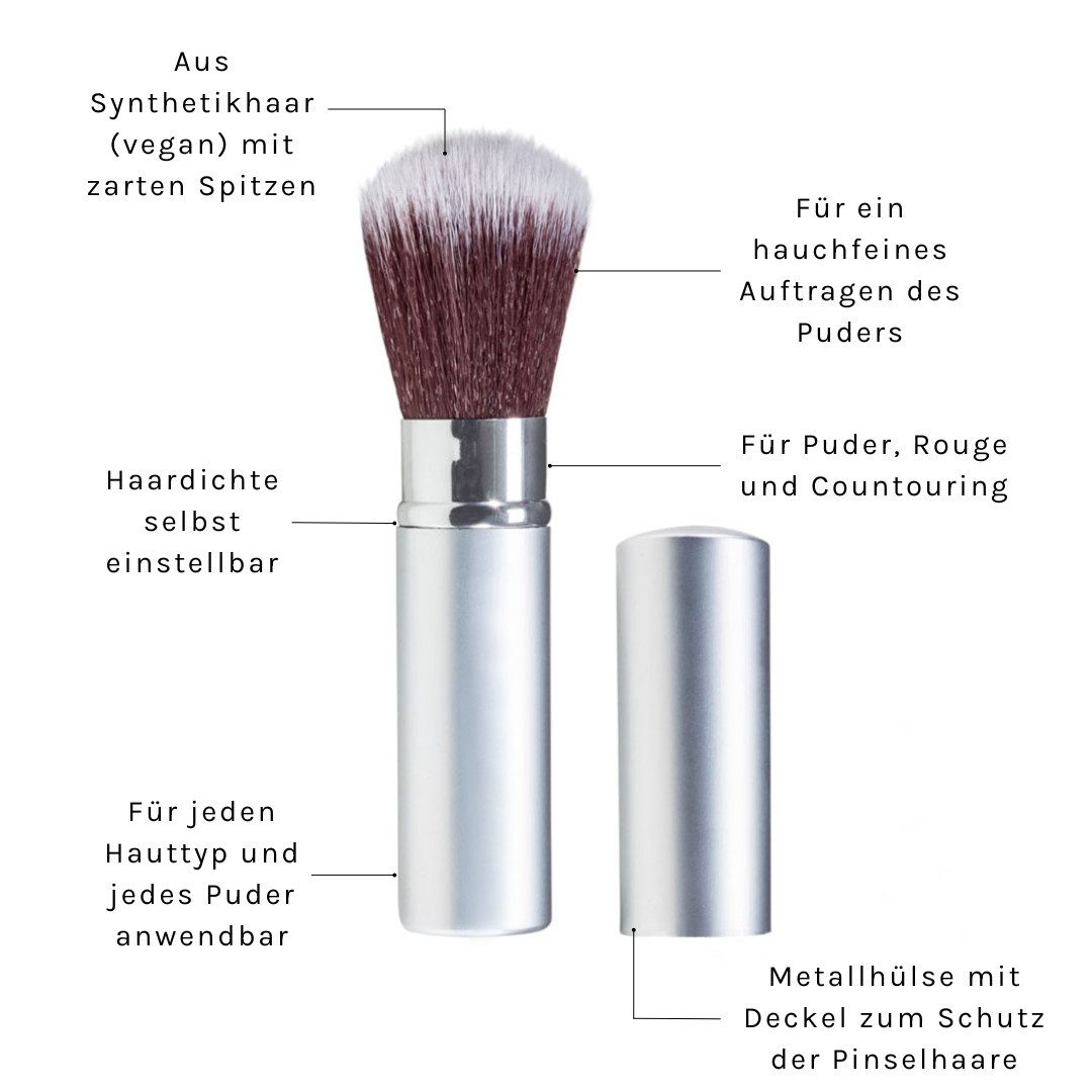 Cosline Cosmetics Puderpinsel Schiebepinsel, 1 tlg., mit Abdeckung, einziehbar, variable Haardichte