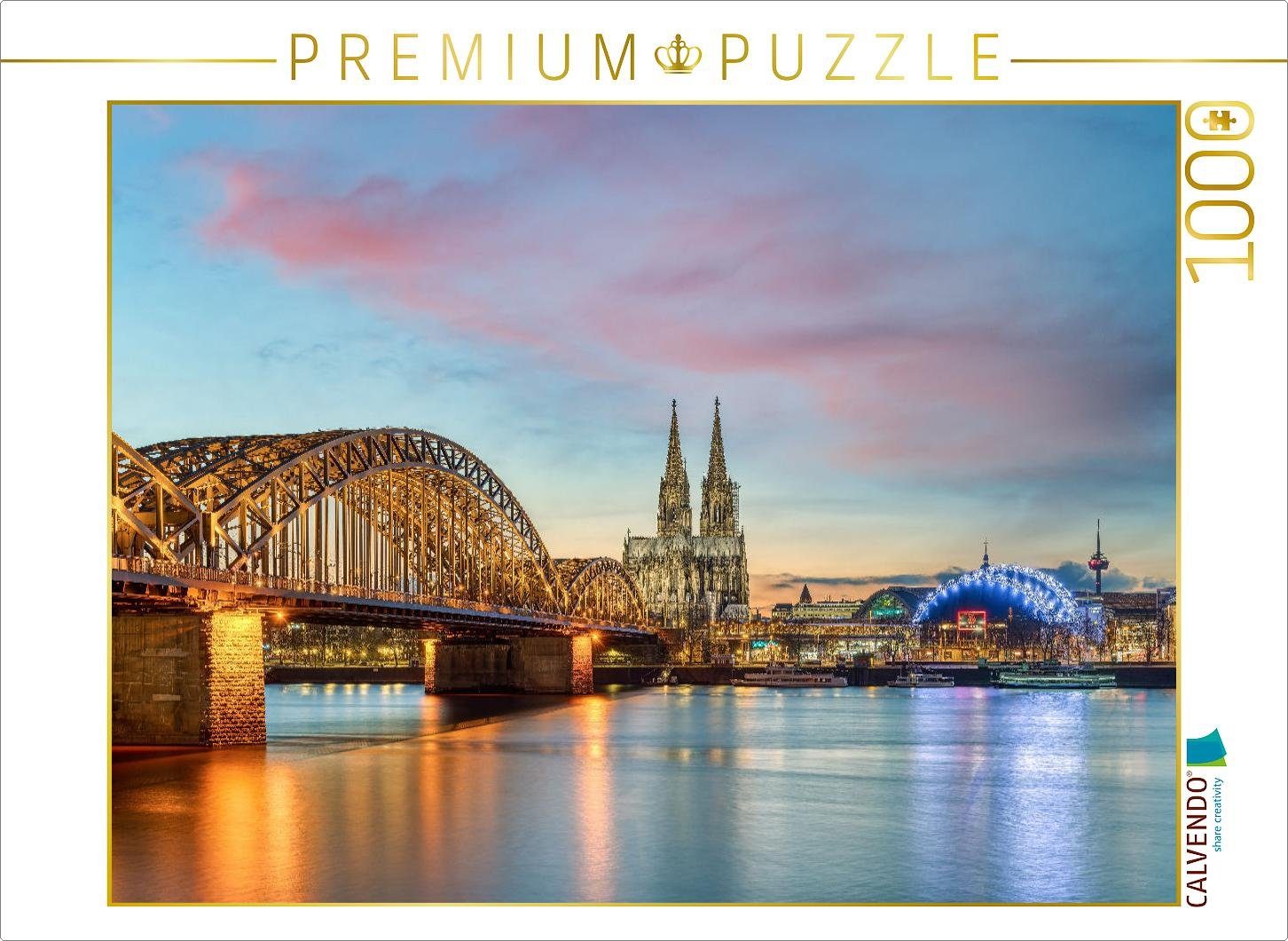 CALVENDO Puzzle CALVENDO Puzzle Hohenzollernbrücke, Kölner Dom und Musical Dome 1000 Teile Lege-Größe 64 x 48 cm Foto-Puzzle Bild von Michael Valjak, 1000 Puzzleteile