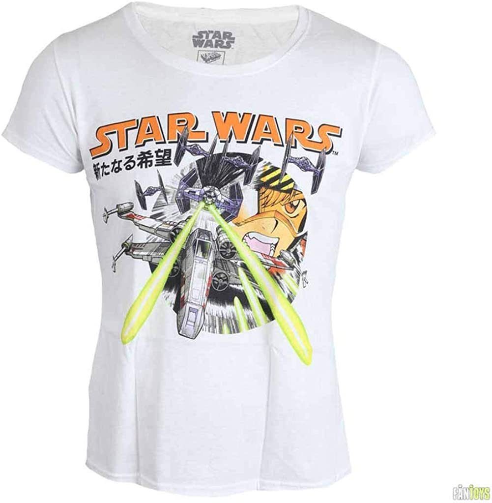 Print-Shirt STAR WARS T-Shirt Weiß Damen KInder Jungen + Mädchen Manga X-Wing Größen S M L XL XXL
