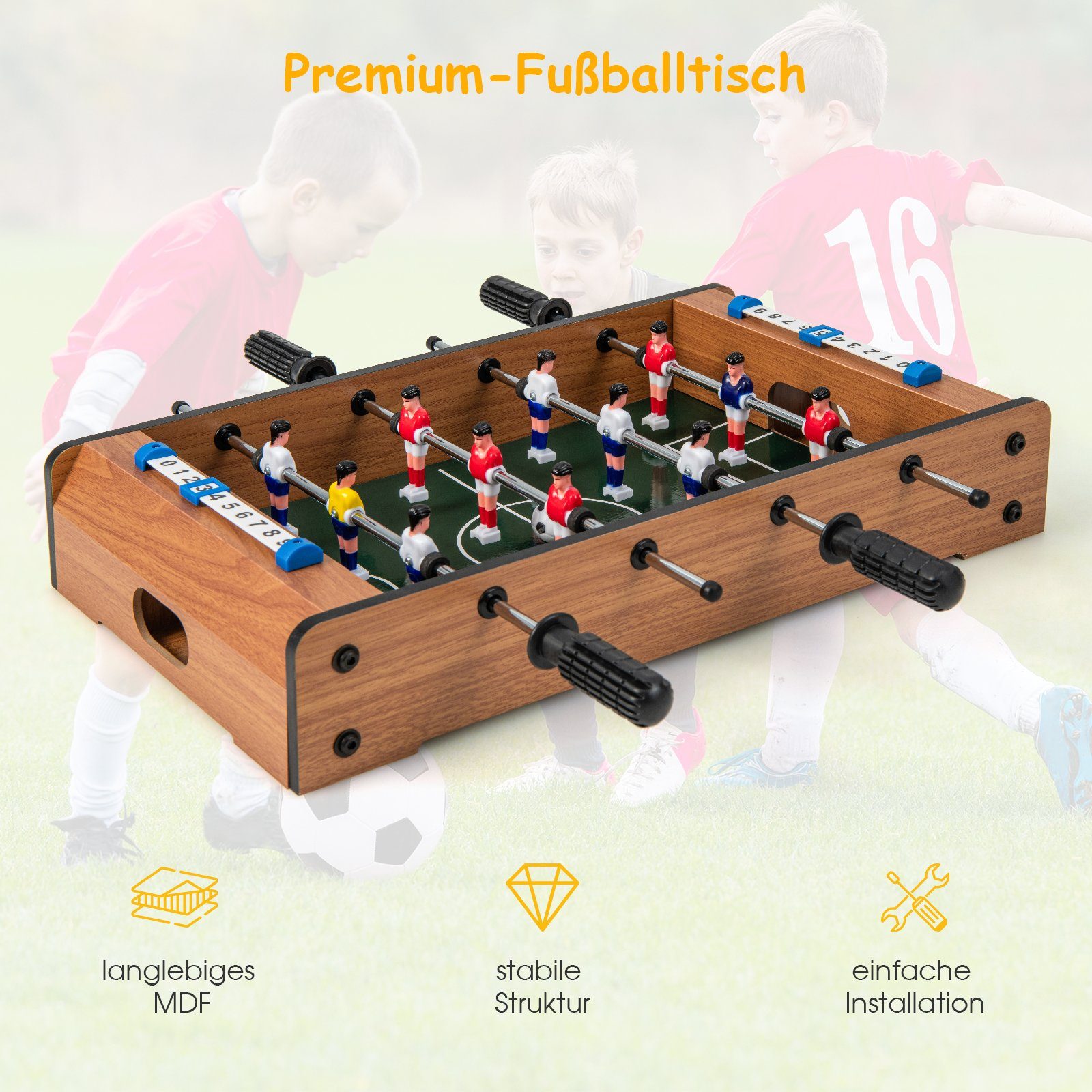 COSTWAY Kickertisch Tischfußball, aus Holz, mit Griff