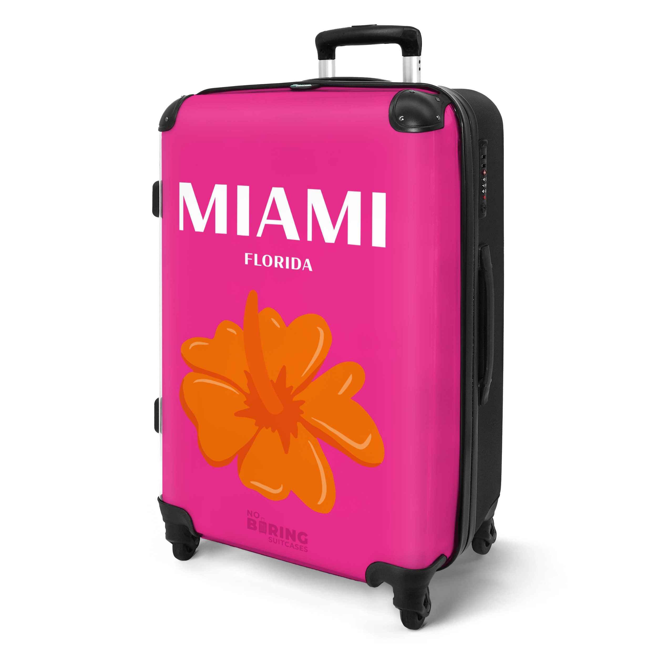 NoBoringSuitcases.com© Hartschalen-Trolley Rosa mit Miami Florida günstig online kaufen