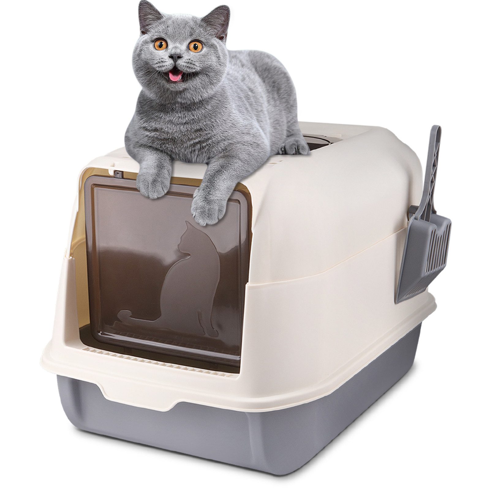 JEOBEST Katzentoilette Katzenklo mit Schaufel, Toilet, Offene Toilette - Gr günstig online kaufen