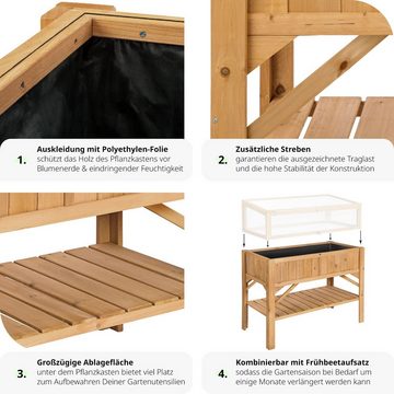 tectake Hochbeet Hochbeet mit Ablage 119x53x90cm