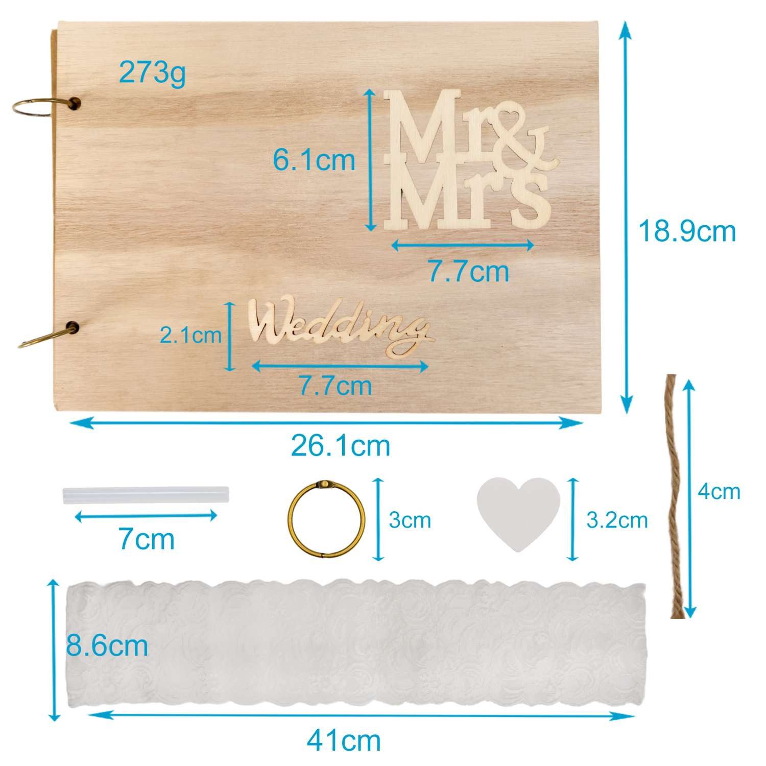 Intirilife Fotoalbum (1-St), Gästebuch Hochzeit Mr & Mrs DIY Hochzeitsbuch Holz Album Geschenk