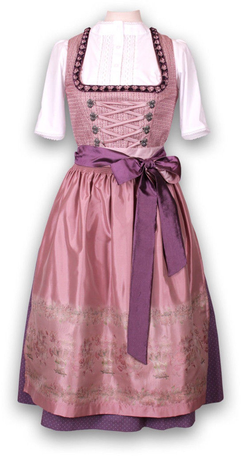 PEZZO D'ORO Dirndl Wiesndirndl beerefarben Midilänge 70 cm (2 - teilig,Kleid mit Schürze ohne Bluse) wird nachhaltig in Europa gefertigt mehr