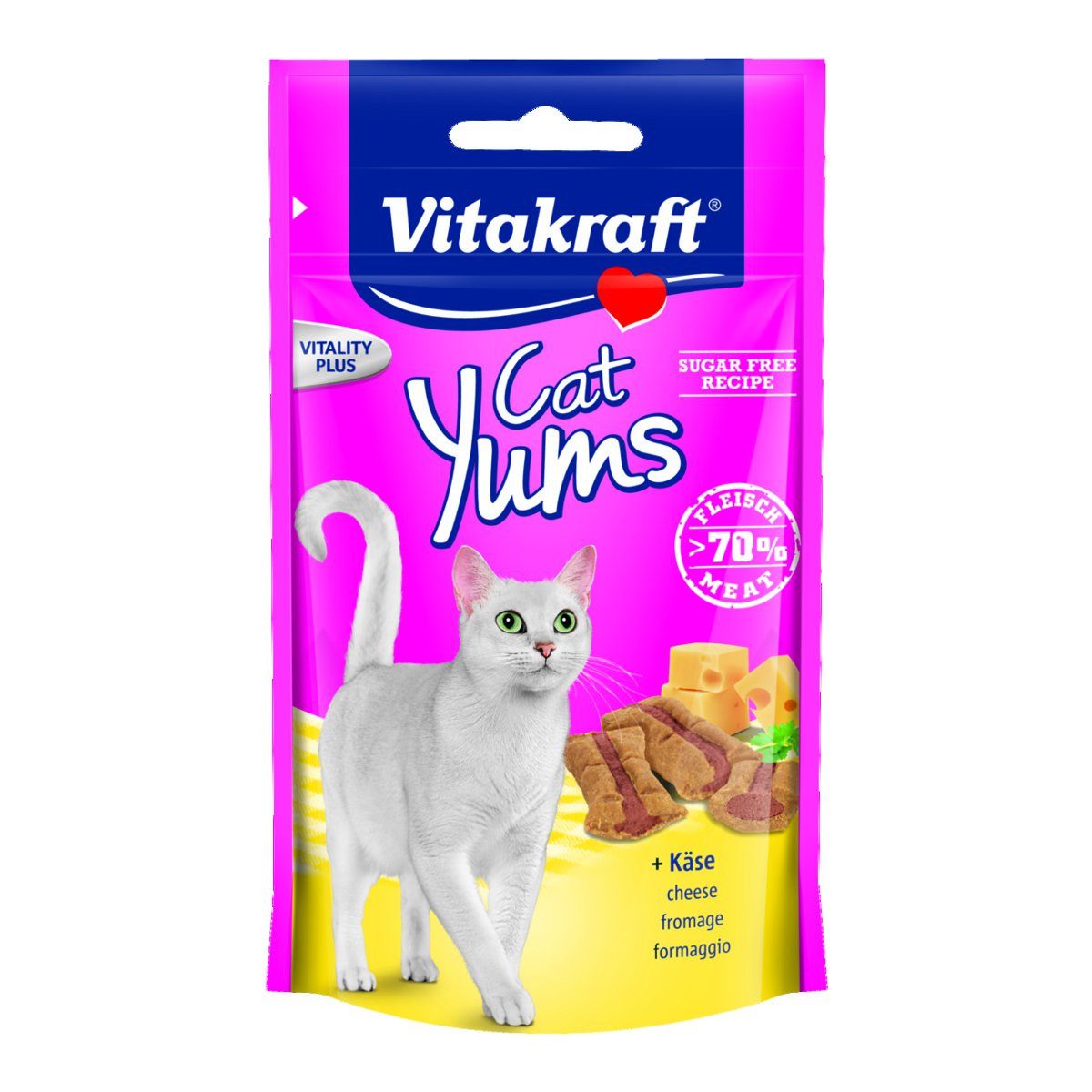 Vitakraft Katzensnack Cat Yums plus Käse, 9 x 40g, Snack für: Katzen
