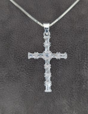 NAHLE Kette mit Anhänger Kreuz Silberkette Kreuz Kette (inkl. Schmuckbox), 925 Silber / rhodiniert