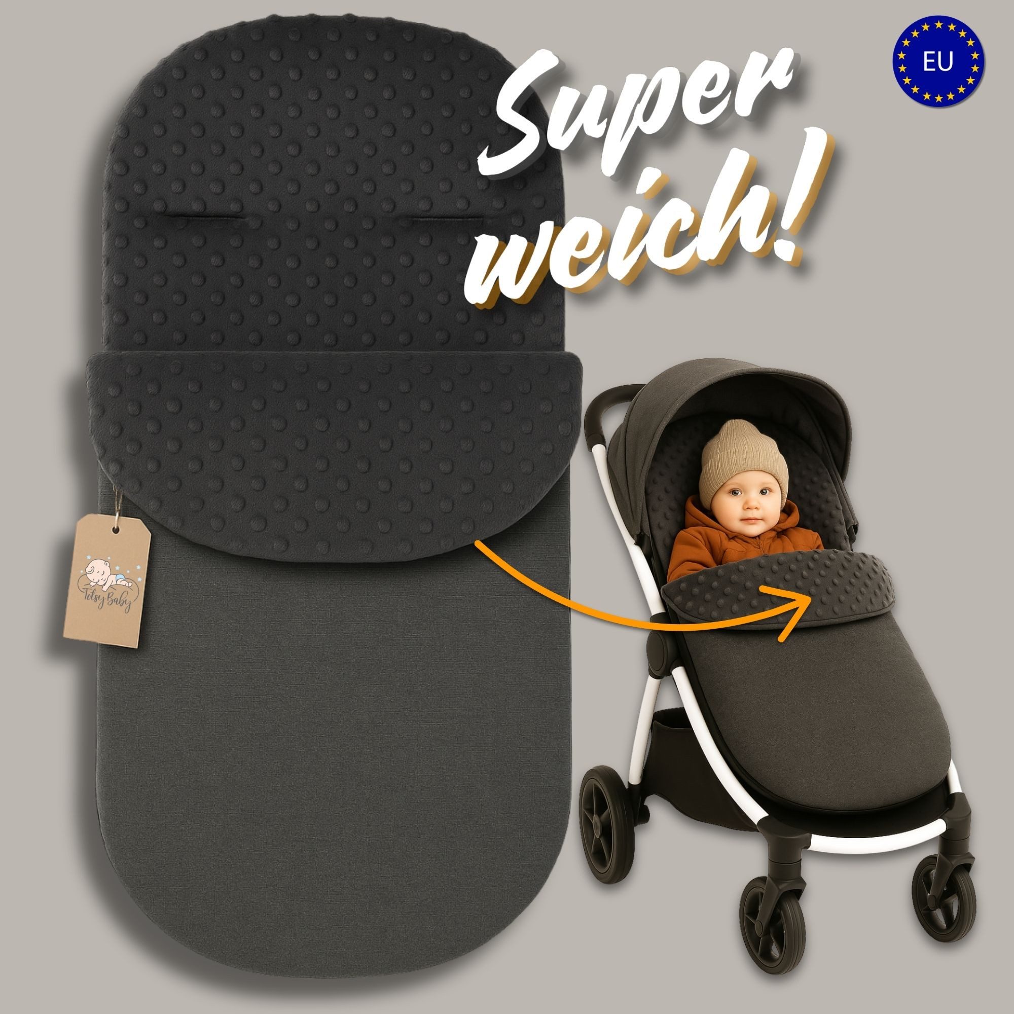 Totsy Baby Babyschlafsack Fußsack Kinderwagen und Buggy für Winter 90x45 cm - Winterfußsack