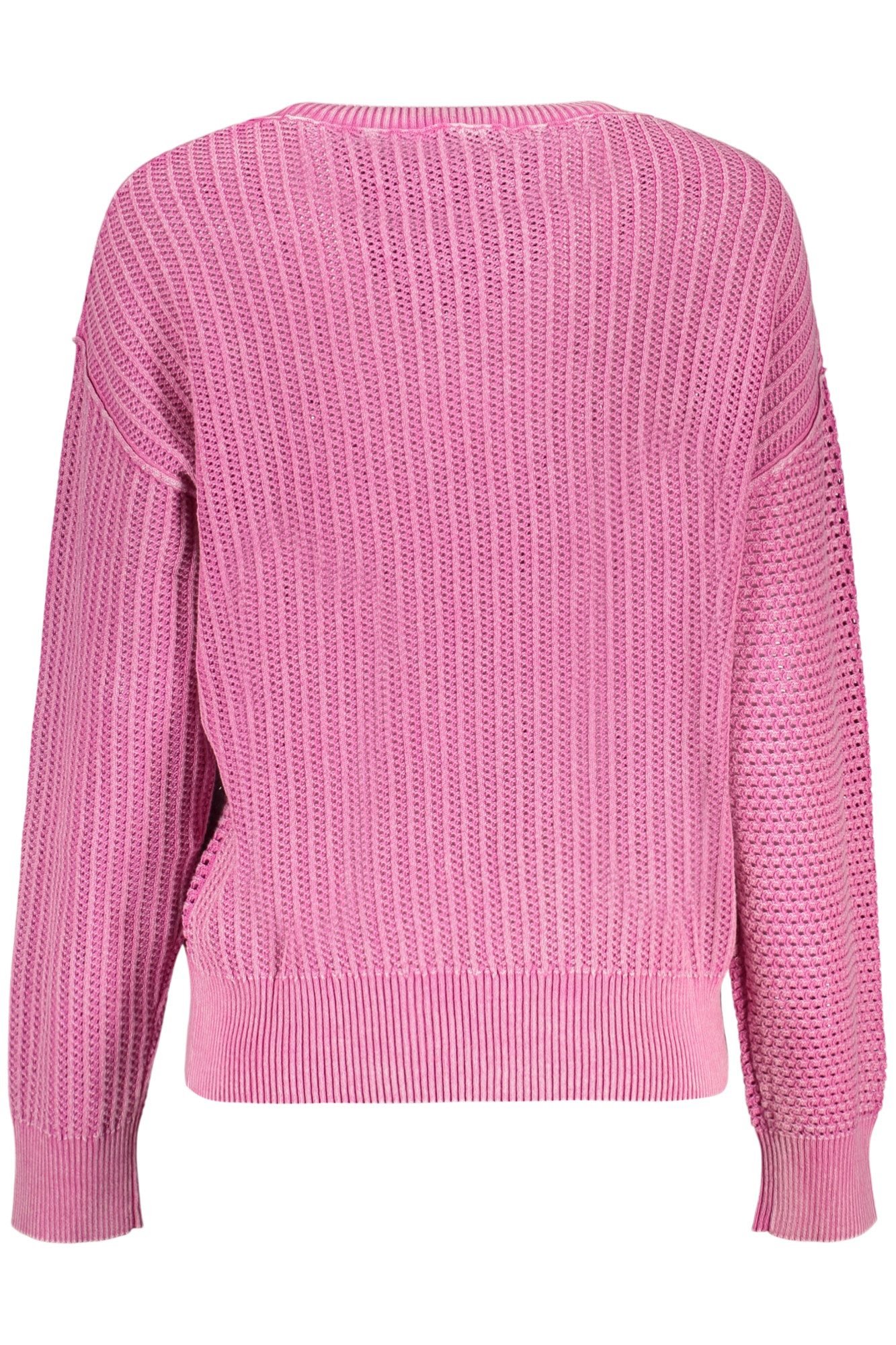 Desigual Strickpullover Rosa Damenpullover mit Stickerei und Kontrastdetails – Rundhals-Desi