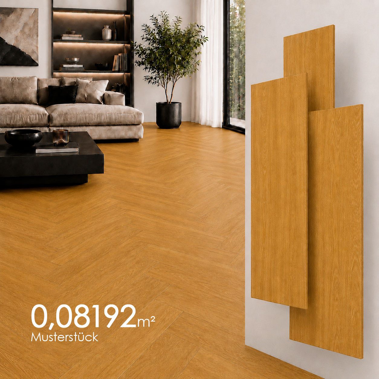 NoblesBox Designboden SPC Fischgrät Klick-Vinylboden 5,5 mm in Holzoptik, Paket mit 24 Dielen, 12 x A und 12 x B, wasserfest,pflegeleicht, kleberfrei, Fischgrät-Design, formstabil