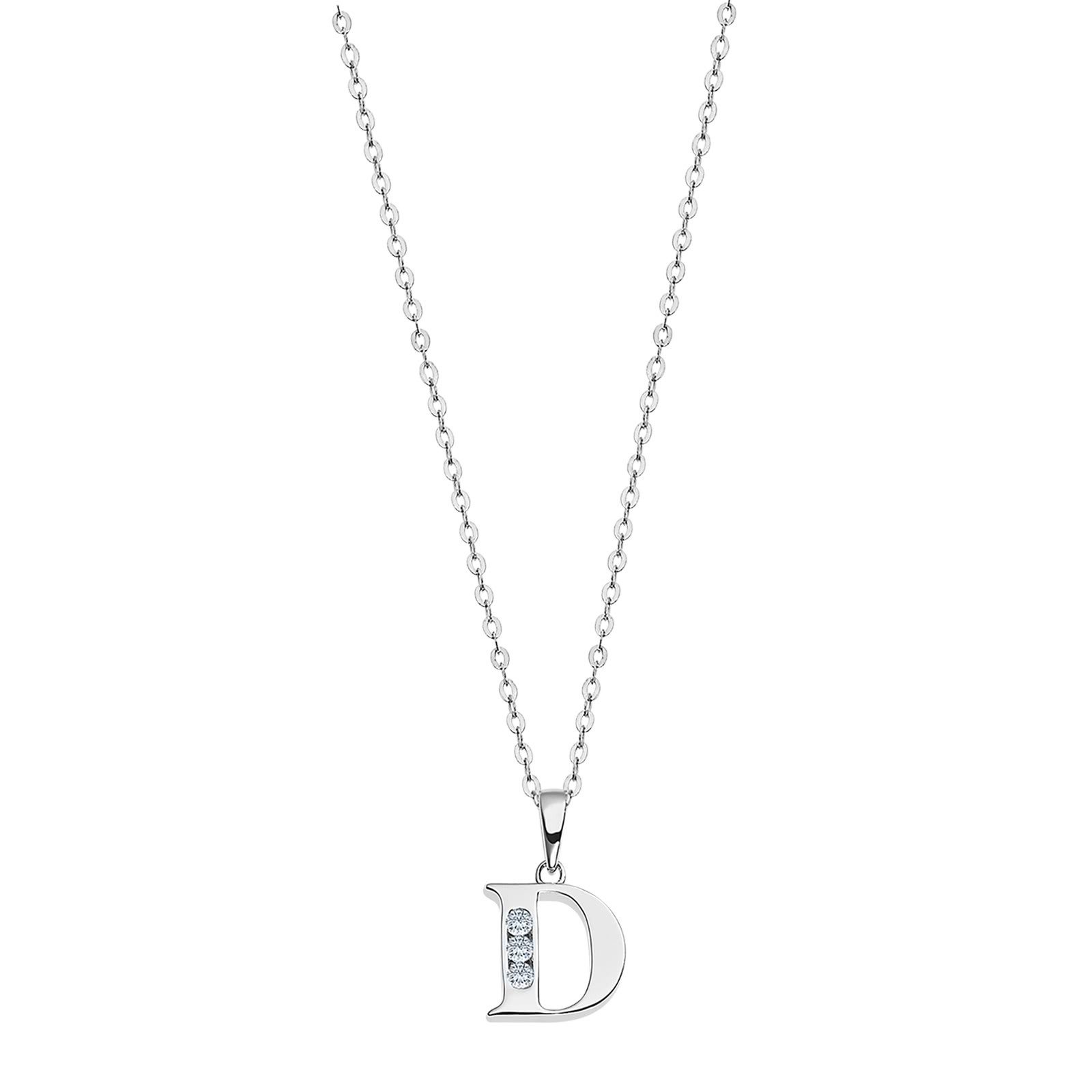 LOTUS SILVER Silberkette LOTUS Silver Halskette Buchstabe D 925 (Halskette), Halskette Buchstabe D ca. 44cm, 925 Sterling Silber, Farbe: silber