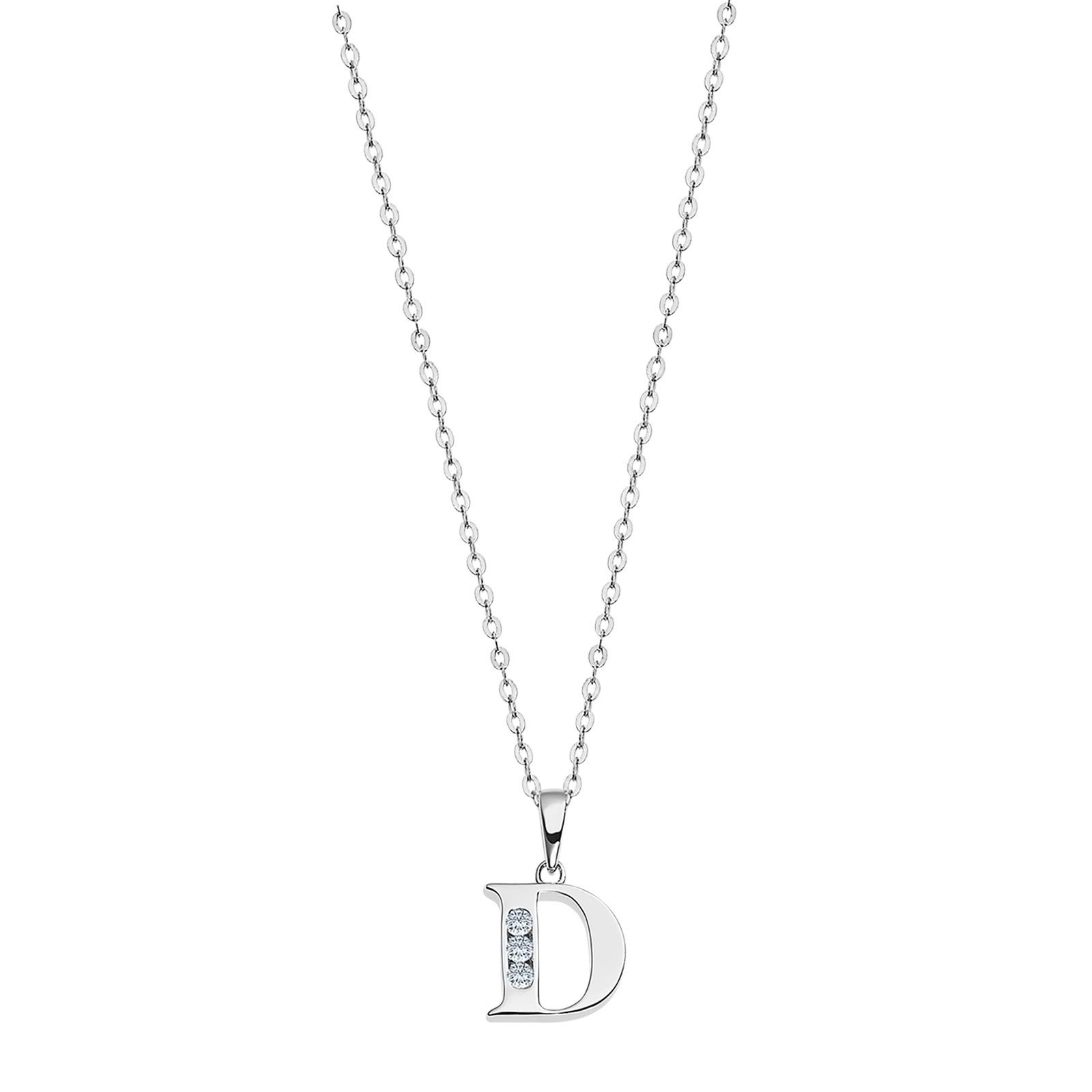Valentinstagsgeschenk LOTUS SILVER Silberkette Halskette Buchstabe D 925 (Halskette), Halskette Buchstabe D ca. 44cm, 925 Sterling Silber, Farbe: silb