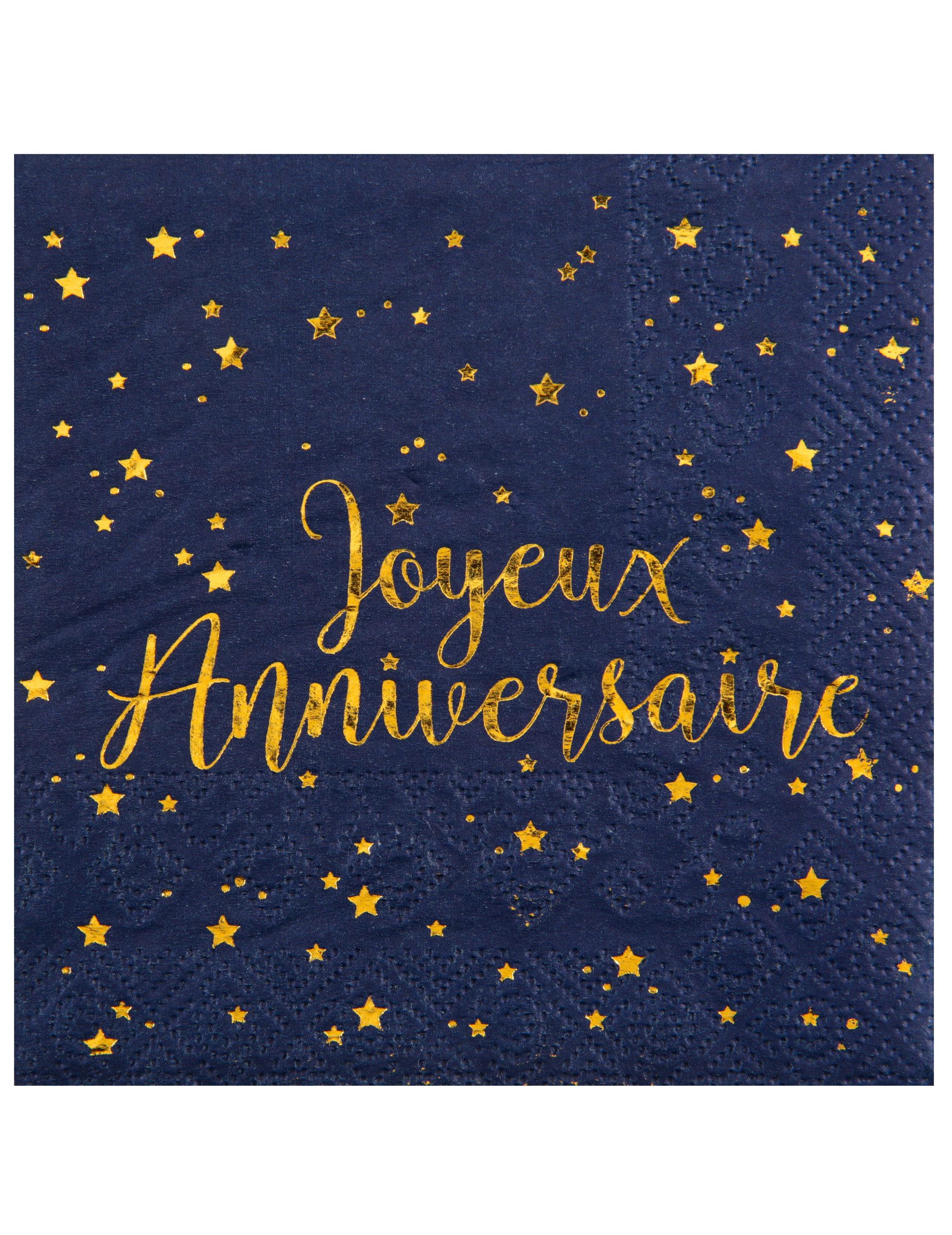 santex Kostüm 20 Papierservietten Happy Birthday Dunkelblau und Gold 25 x 25 cm