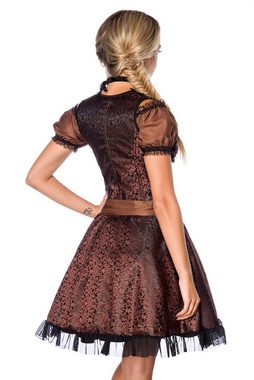 Dirndline Dirndl Premium Dirndl mit Bluse und Schürze in braun/schwarz, Jacquard